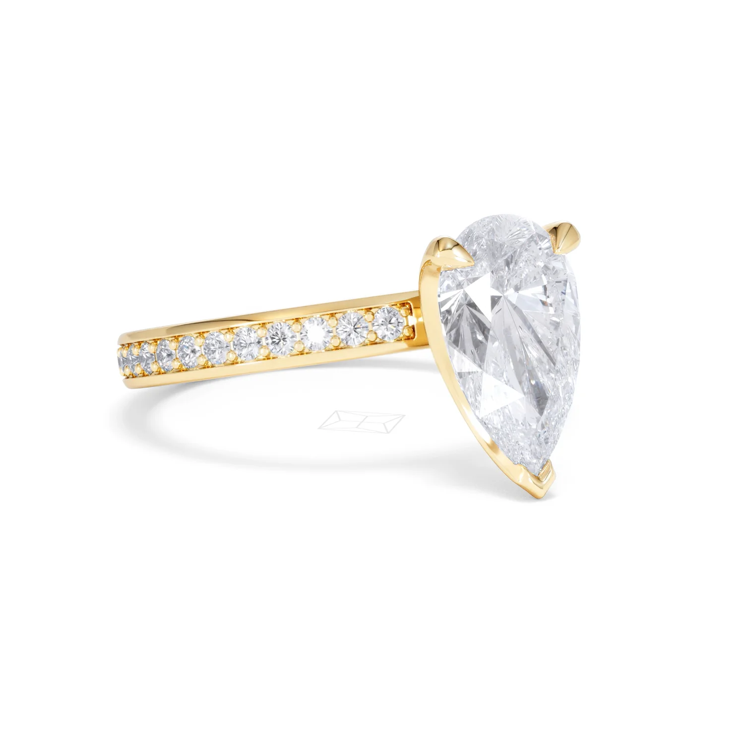 Origin 2.25ct Pear Cut Lab Diamond Solitaire Engagement Ring with Side Stones in 18K Yellow Gold - Image 14