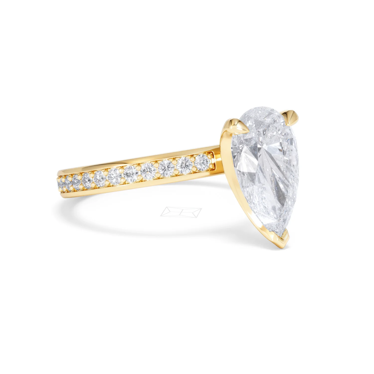 Origin 2.25ct Pear Cut Lab Diamond Solitaire Engagement Ring with Side Stones in 18K Yellow Gold - Image 15