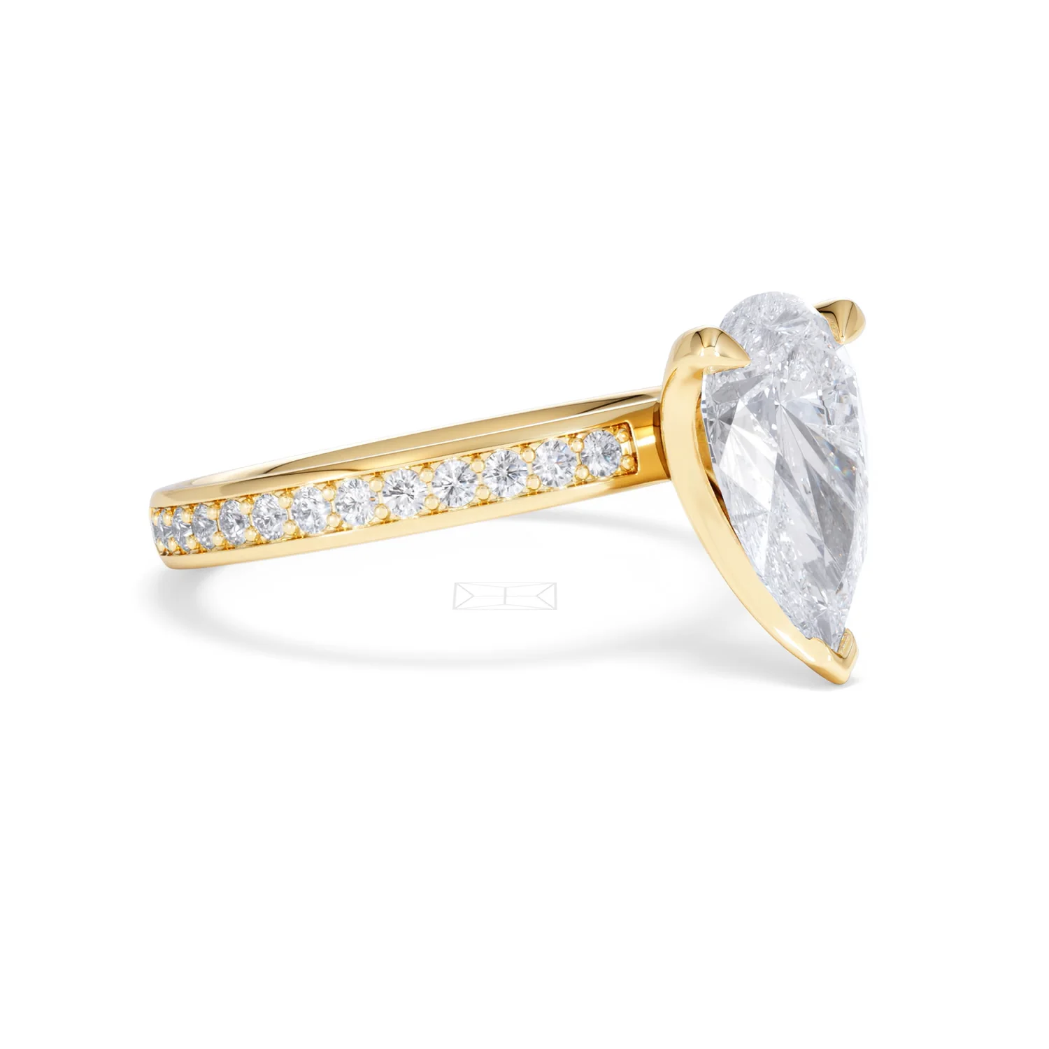 Origin 2.25ct Pear Cut Lab Diamond Solitaire Engagement Ring with Side Stones in 18K Yellow Gold - Image 17