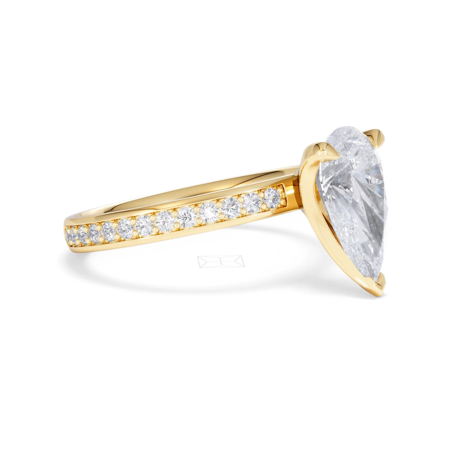 Origin 2.25ct Pear Cut Lab Diamond Solitaire Engagement Ring with Side Stones in 18K Yellow Gold - Image 18