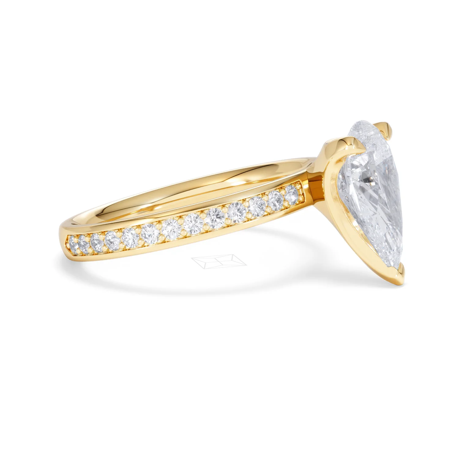 Origin 2.25ct Pear Cut Lab Diamond Solitaire Engagement Ring with Side Stones in 18K Yellow Gold - Image 21