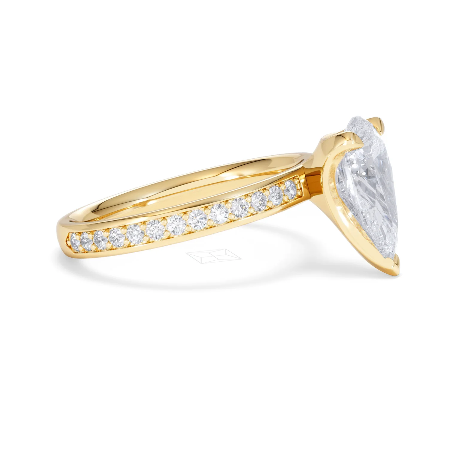 Origin 2.25ct Pear Cut Lab Diamond Solitaire Engagement Ring with Side Stones in 18K Yellow Gold - Image 22