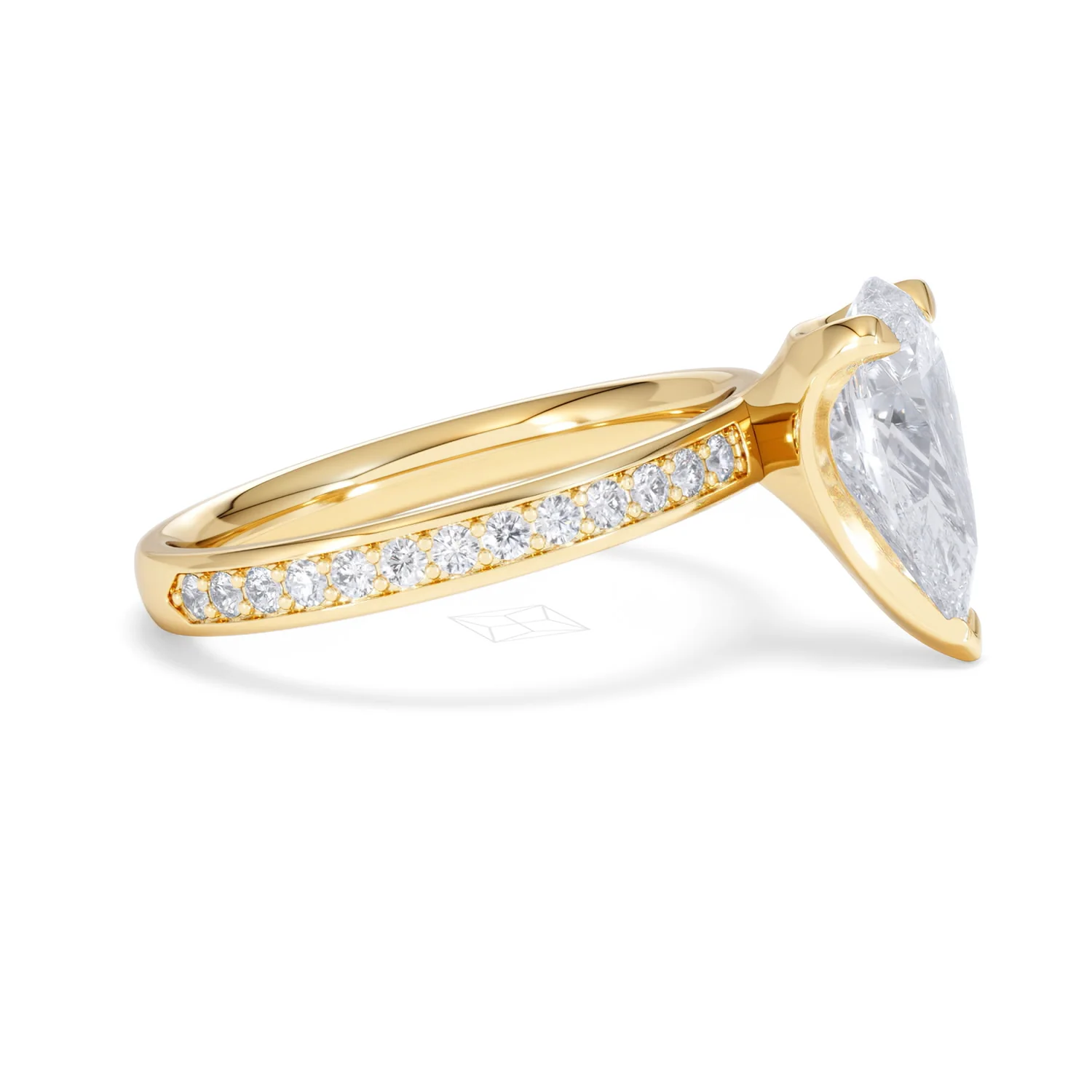 Origin 2.25ct Pear Cut Lab Diamond Solitaire Engagement Ring with Side Stones in 18K Yellow Gold - Image 23
