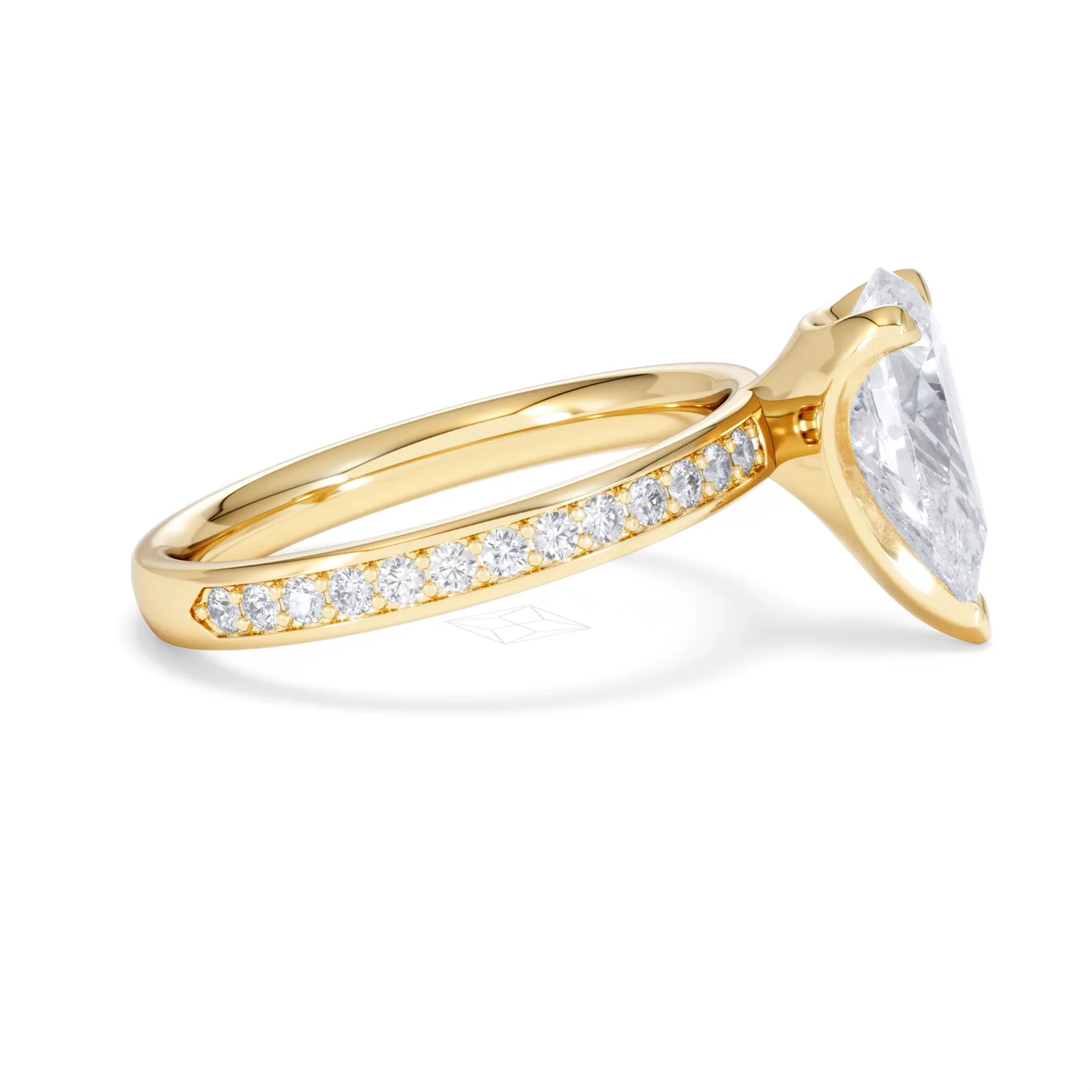 Origin 2.25ct Pear Cut Lab Diamond Solitaire Engagement Ring with Side Stones in 18K Yellow Gold - Image 25