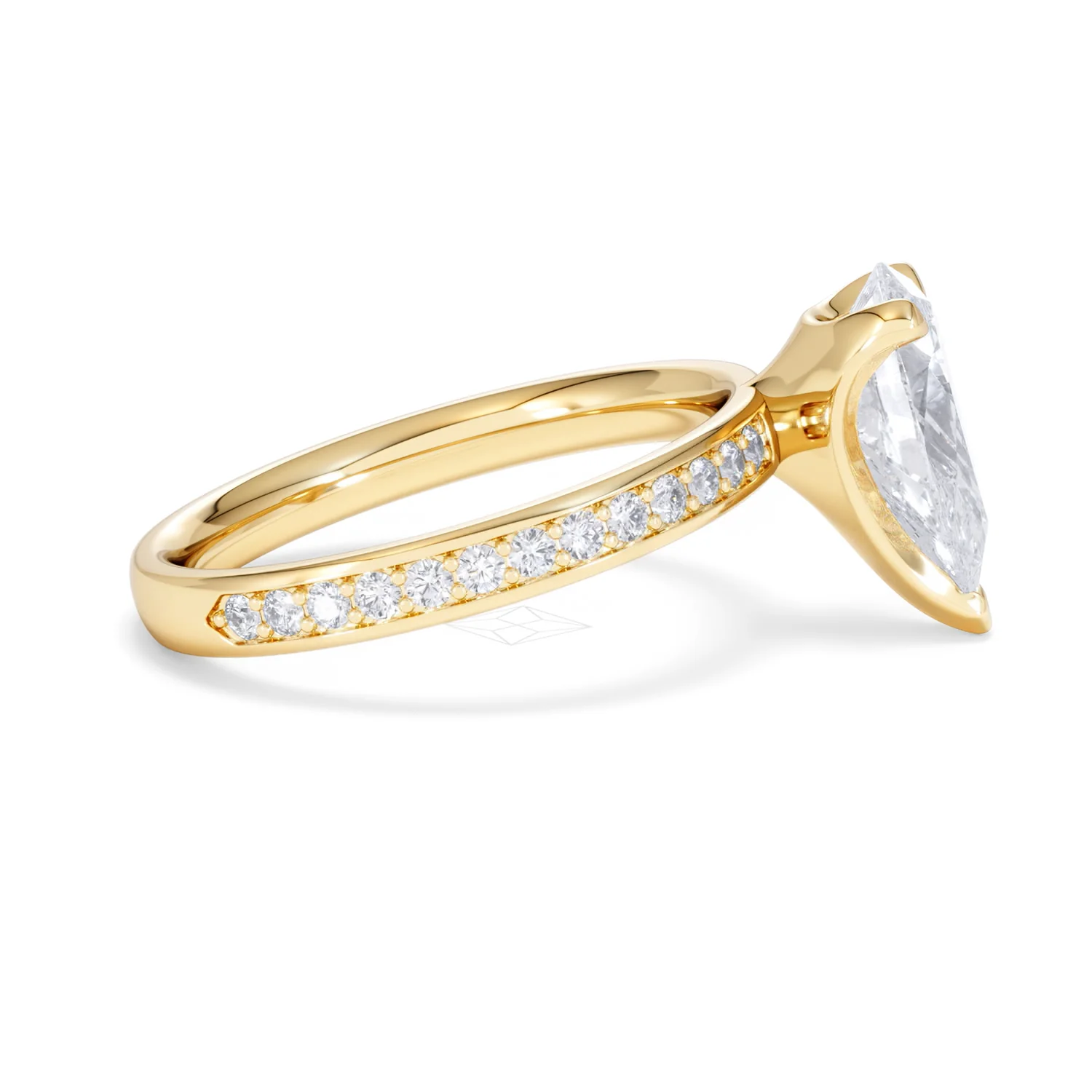 Origin 2.25ct Pear Cut Lab Diamond Solitaire Engagement Ring with Side Stones in 18K Yellow Gold - Image 26