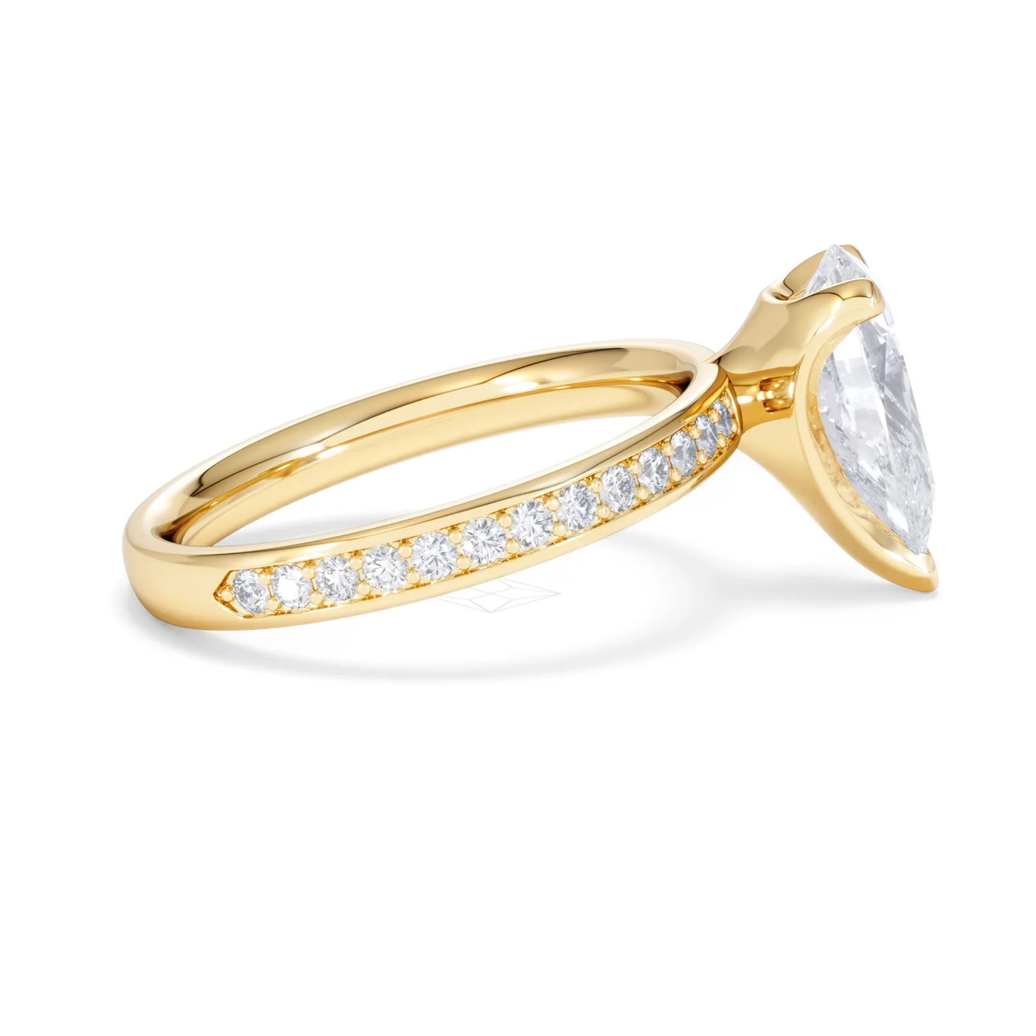 Origin 2.25ct Pear Cut Lab Diamond Solitaire Engagement Ring with Side Stones in 18K Yellow Gold - Image 27