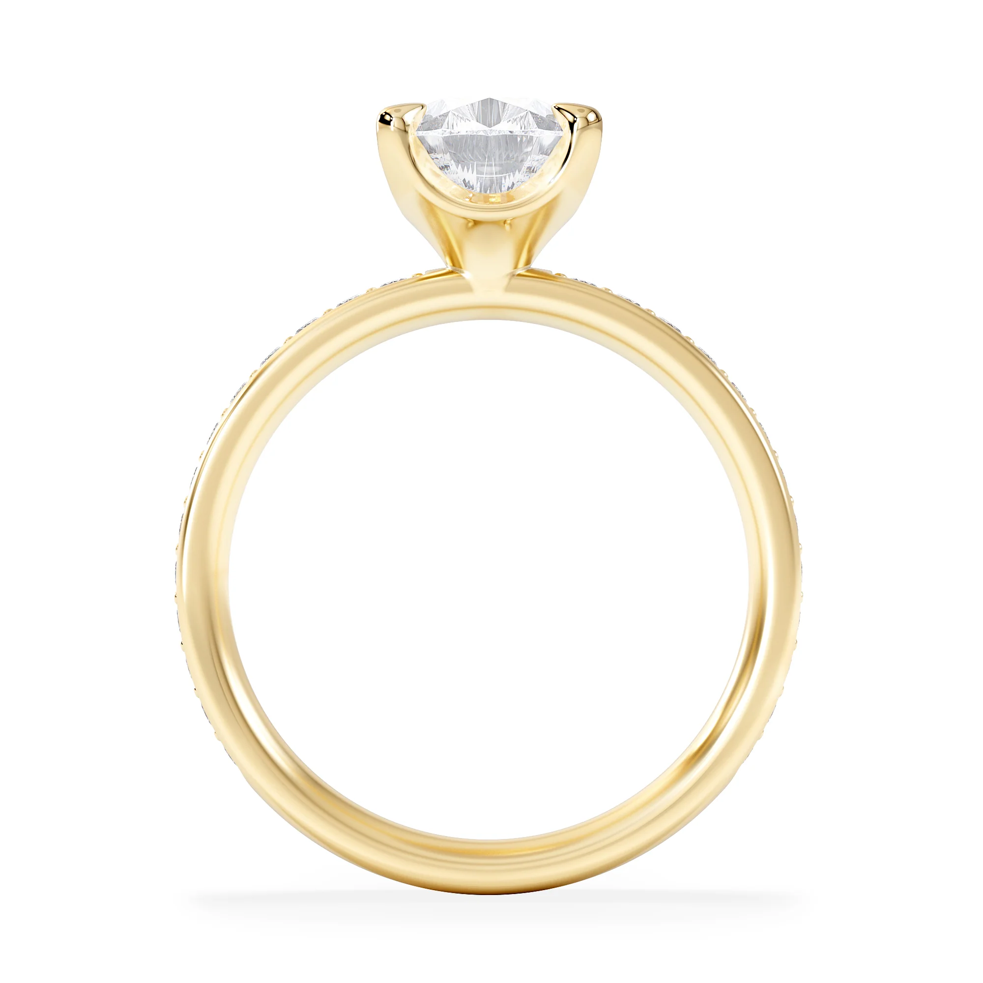 Origin 2.25ct Pear Cut Lab Diamond Solitaire Engagement Ring with Side Stones in 18K Yellow Gold - Image 3