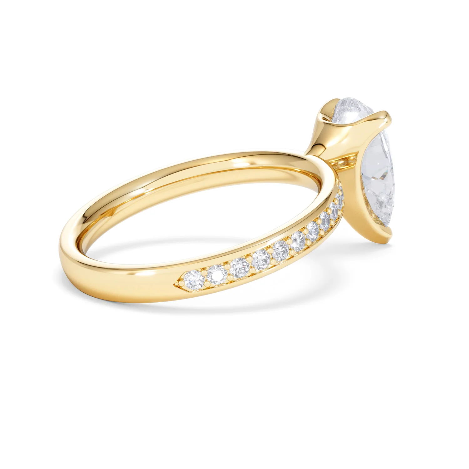 Origin 2.25ct Pear Cut Lab Diamond Solitaire Engagement Ring with Side Stones in 18K Yellow Gold - Image 34