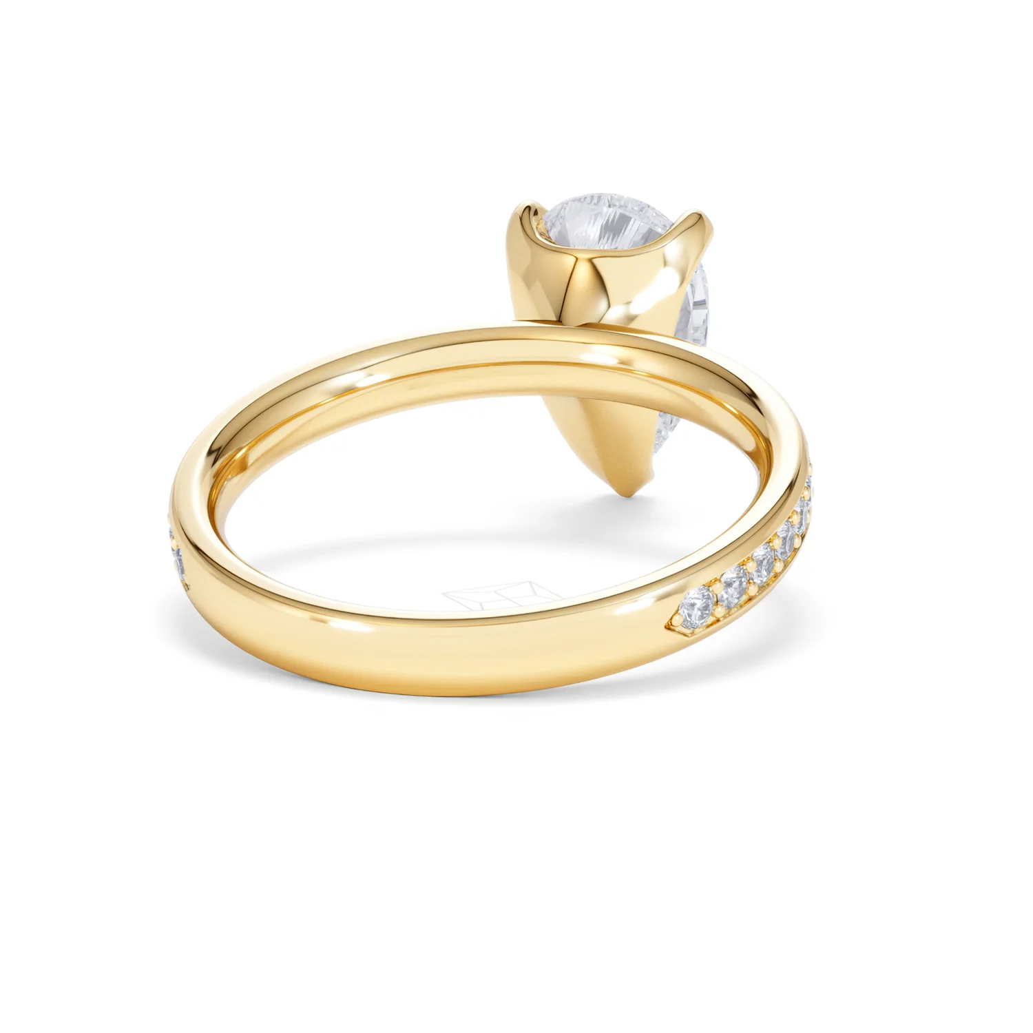 Origin 2.25ct Pear Cut Lab Diamond Solitaire Engagement Ring with Side Stones in 18K Yellow Gold - Image 43