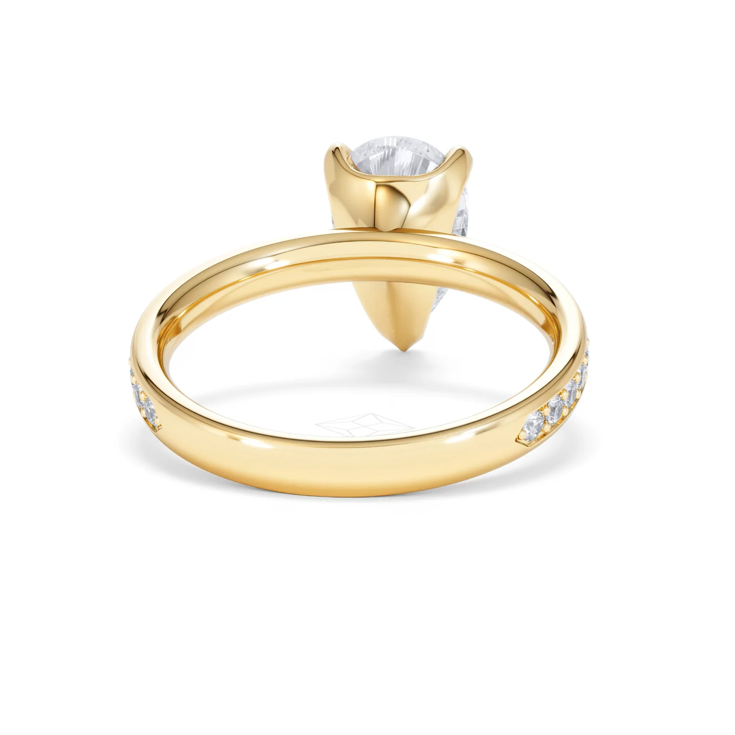 Origin 2.25ct Pear Cut Lab Diamond Solitaire Engagement Ring with Side Stones in 18K Yellow Gold - Image 45