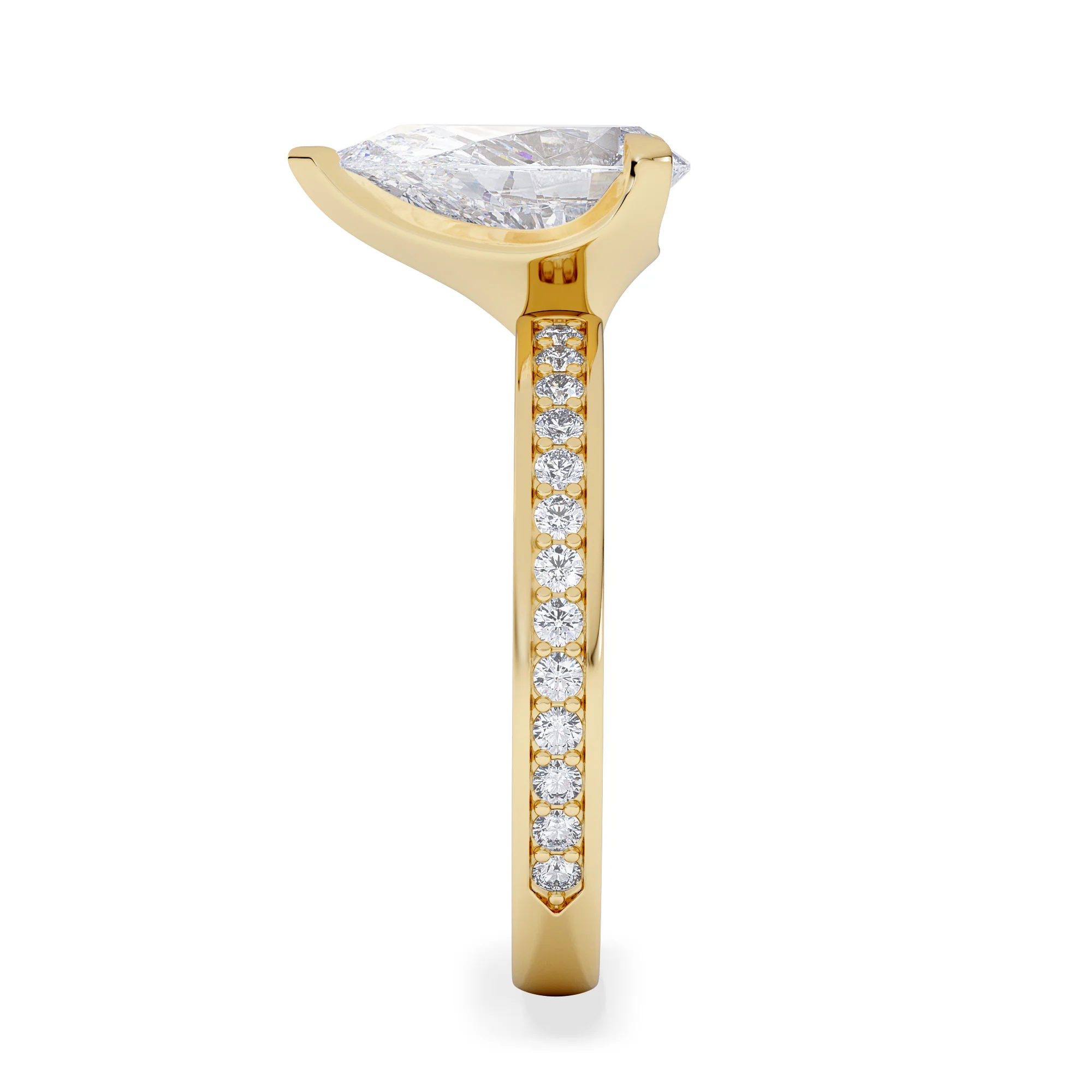 Origin 2.25ct Pear Cut Lab Diamond Solitaire Engagement Ring with Side Stones in 18K Yellow Gold - Image 5