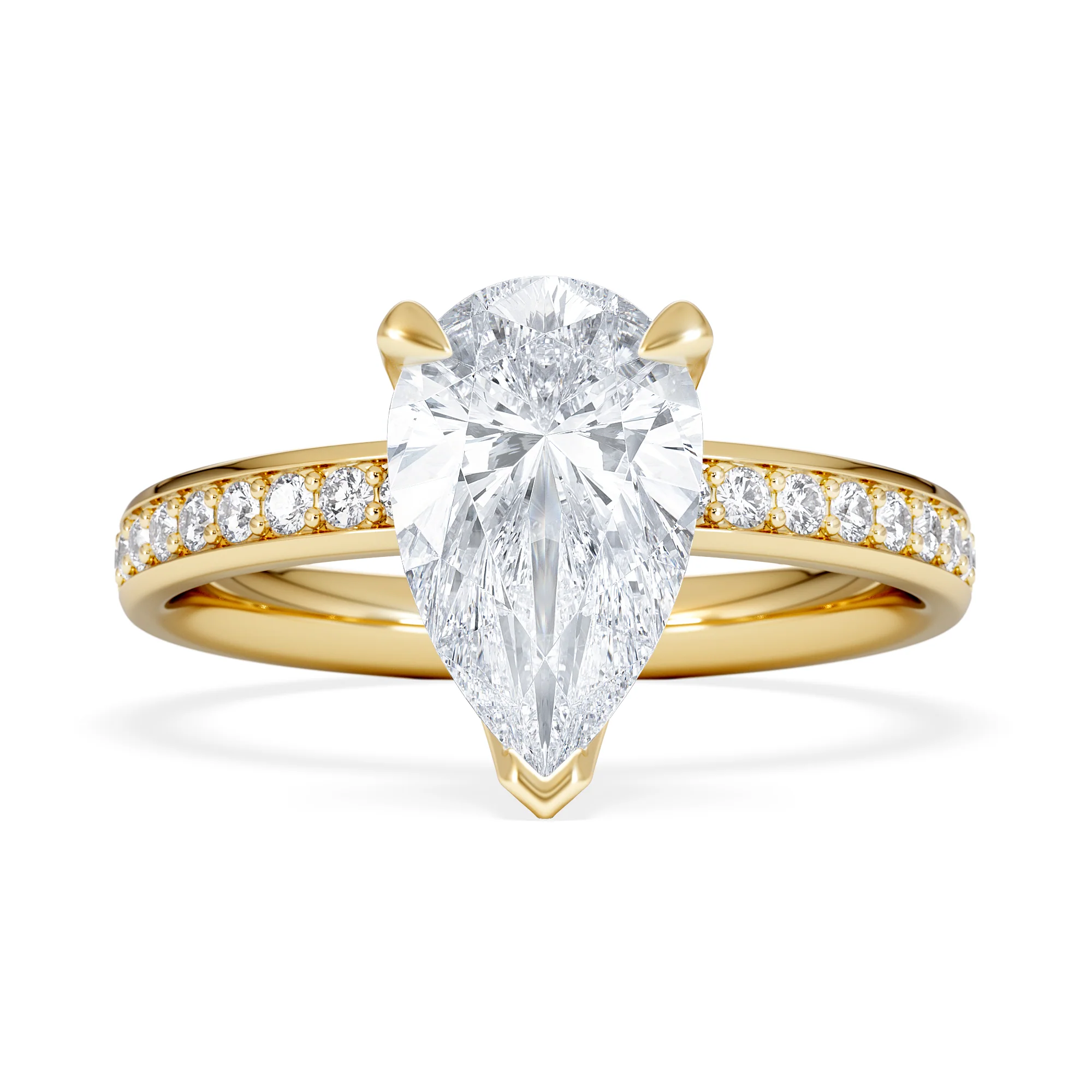 Origin 2.25ct Pear Cut Lab Diamond Solitaire Engagement Ring with Side Stones in 18K Yellow Gold - Image 6