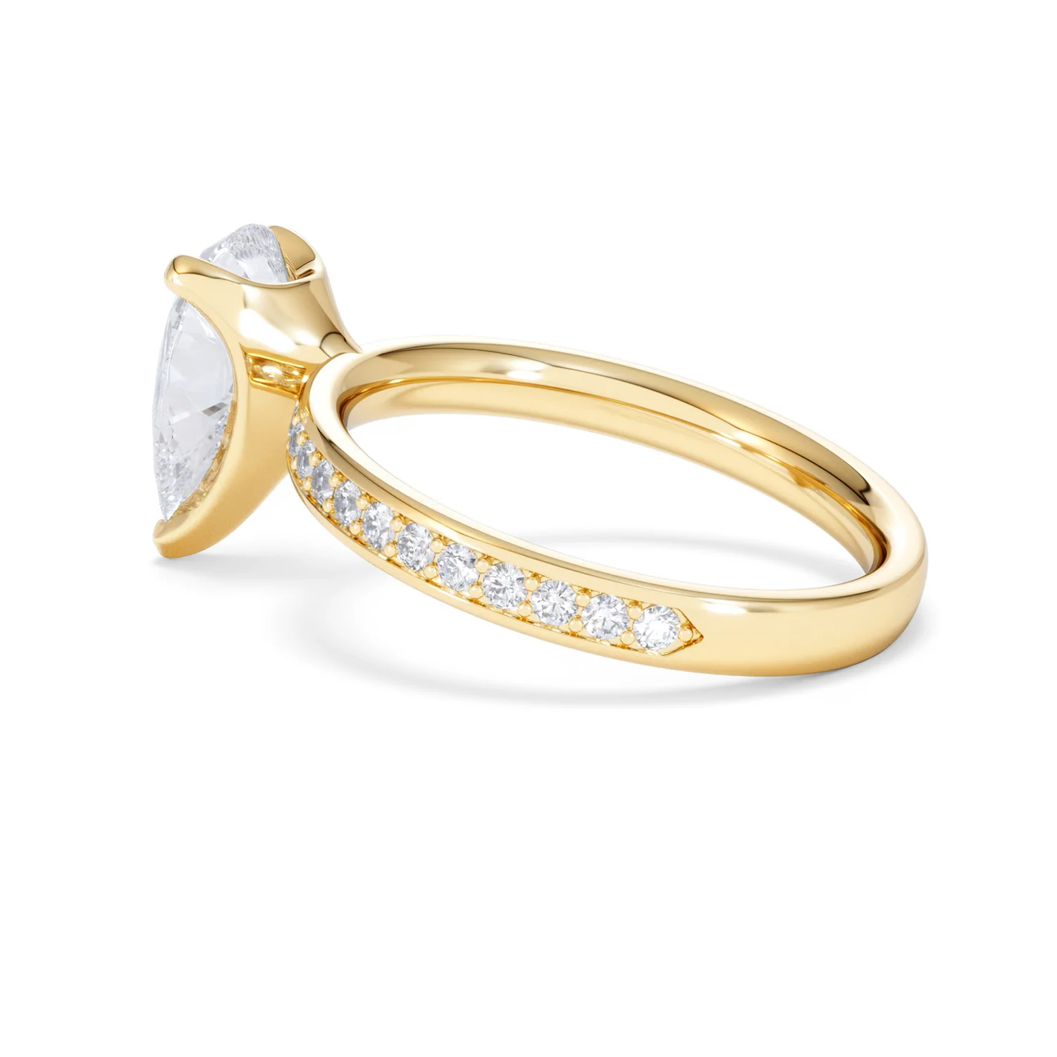 Origin 2.25ct Pear Cut Lab Diamond Solitaire Engagement Ring with Side Stones in 18K Yellow Gold - Image 61