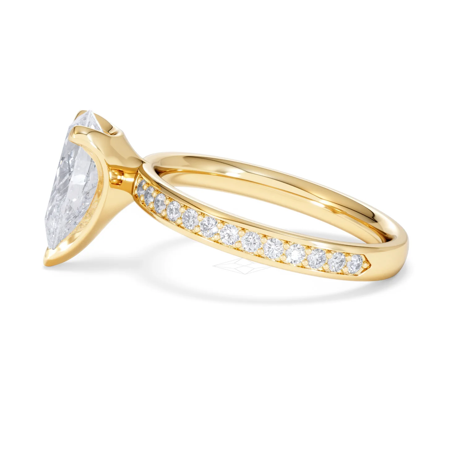 Origin 2.25ct Pear Cut Lab Diamond Solitaire Engagement Ring with Side Stones in 18K Yellow Gold - Image 67
