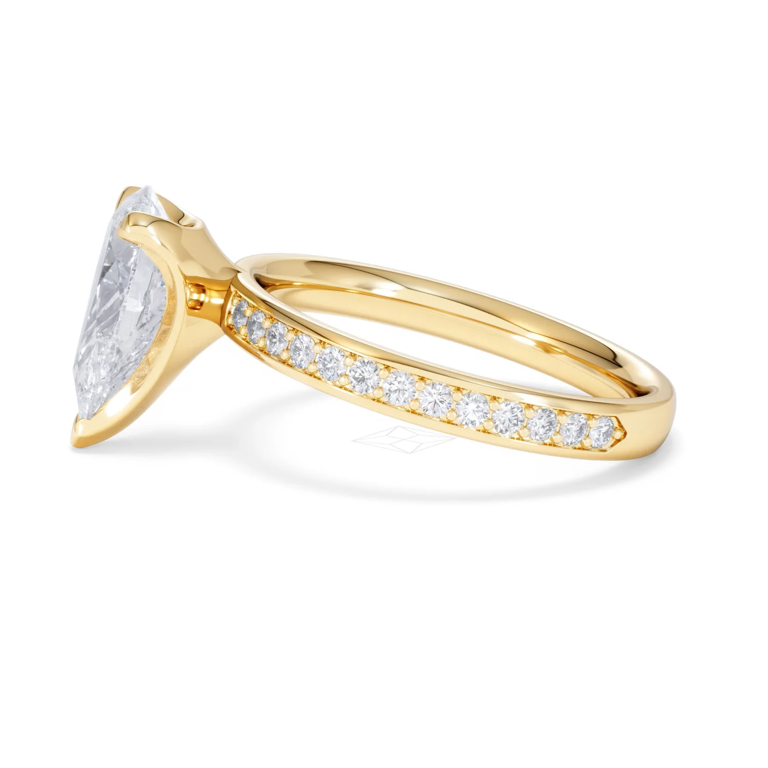 Origin 2.25ct Pear Cut Lab Diamond Solitaire Engagement Ring with Side Stones in 18K Yellow Gold - Image 68