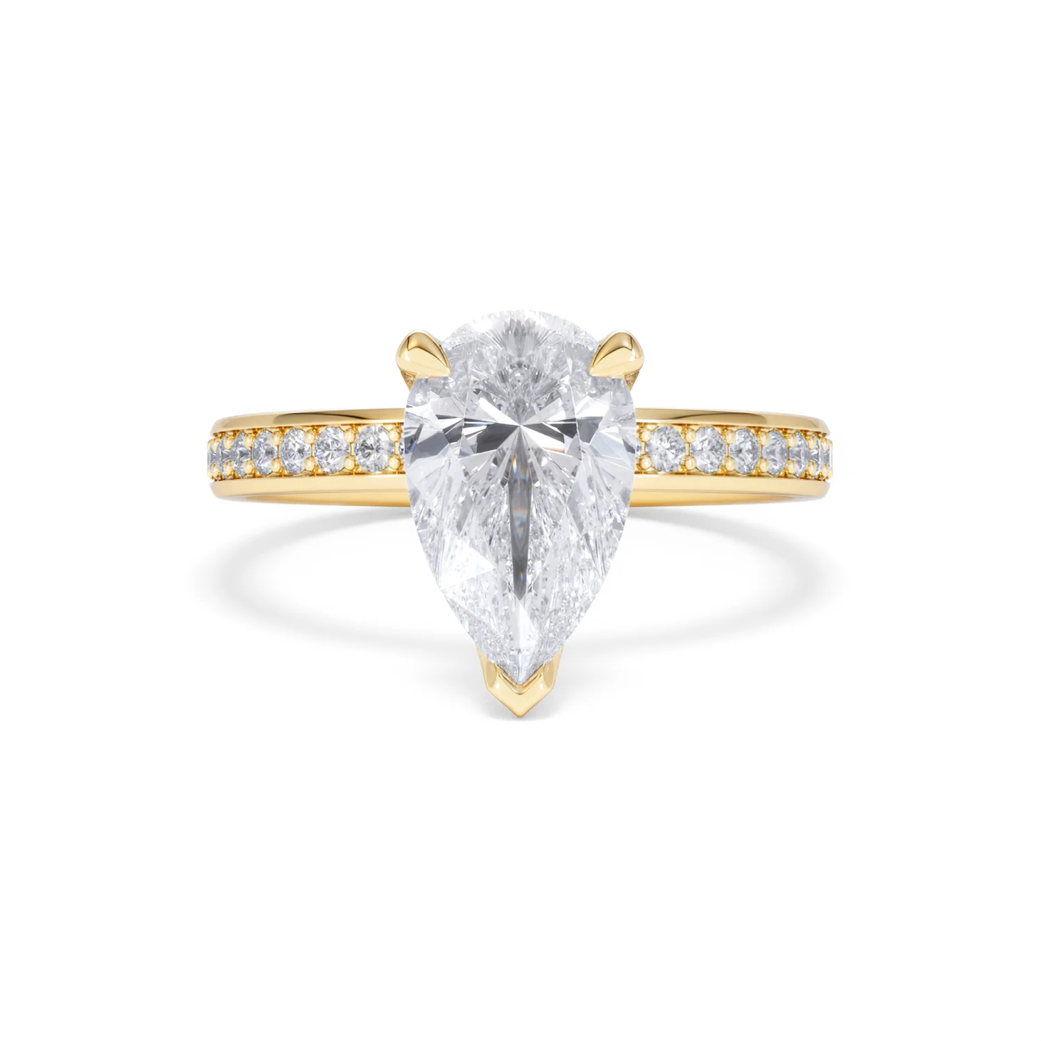 Origin 2.25ct Pear Cut Lab Diamond Solitaire Engagement Ring with Side Stones in 18K Yellow Gold - Image 7