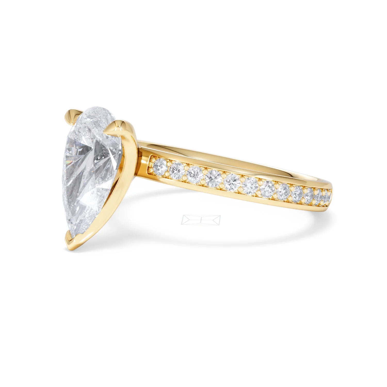 Origin 2.25ct Pear Cut Lab Diamond Solitaire Engagement Ring with Side Stones in 18K Yellow Gold - Image 76