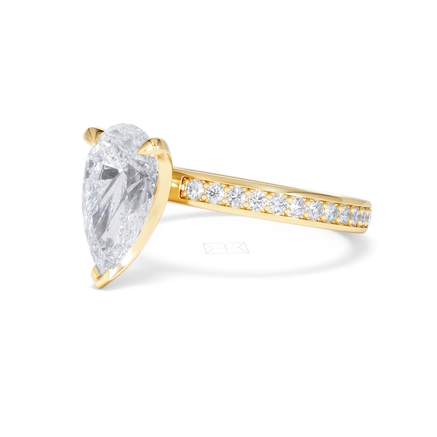 Origin 2.25ct Pear Cut Lab Diamond Solitaire Engagement Ring with Side Stones in 18K Yellow Gold - Image 78