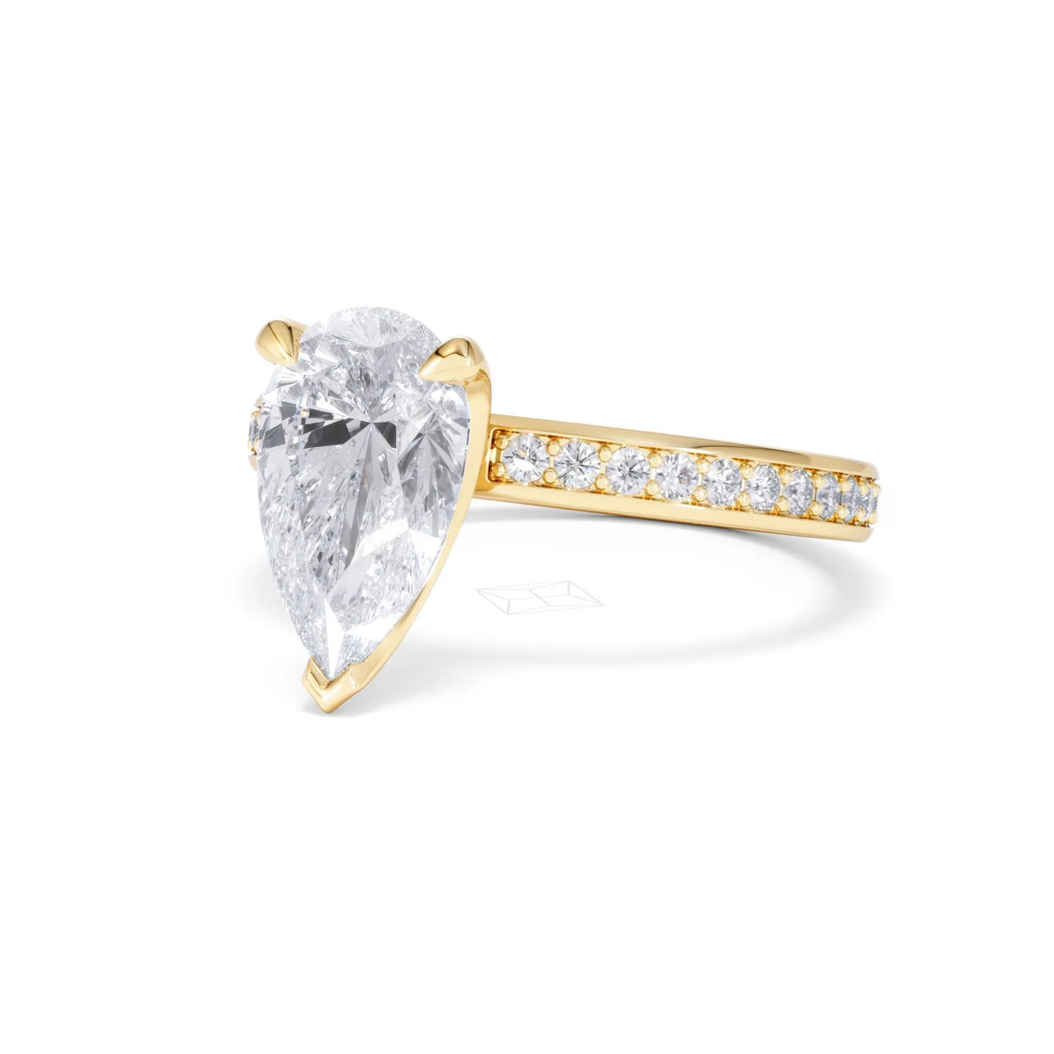 Origin 2.25ct Pear Cut Lab Diamond Solitaire Engagement Ring with Side Stones in 18K Yellow Gold - Image 81