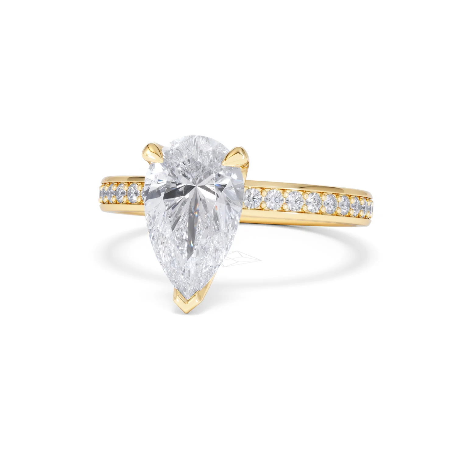 Origin 2.25ct Pear Cut Lab Diamond Solitaire Engagement Ring with Side Stones in 18K Yellow Gold - Image 84
