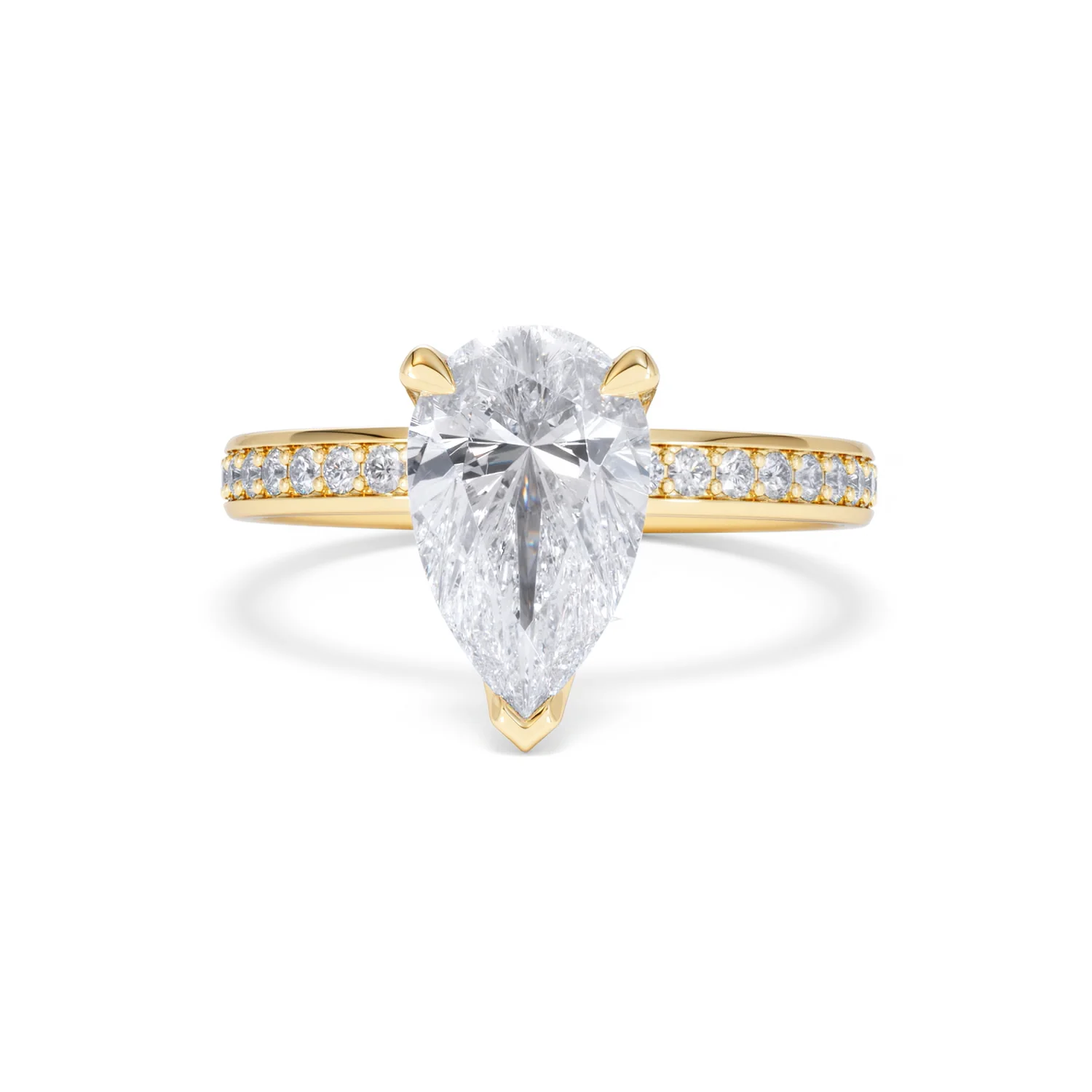 Origin 2.25ct Pear Cut Lab Diamond Solitaire Engagement Ring with Side Stones in 18K Yellow Gold - Image 86