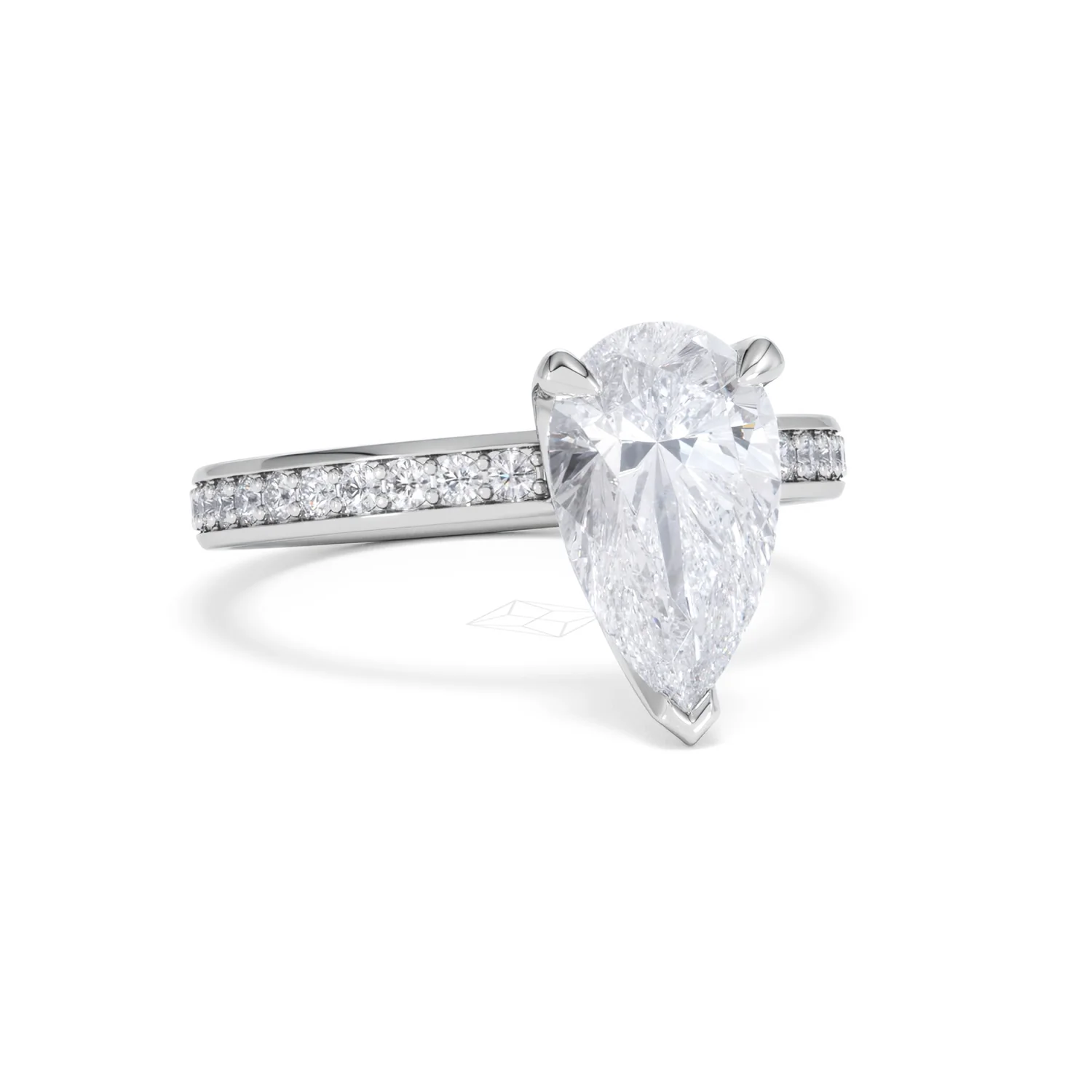 Origin 2.25ct Pear Cut Lab Diamond Solitaire Engagement Ring with Side Stones in Platinum - Image 11