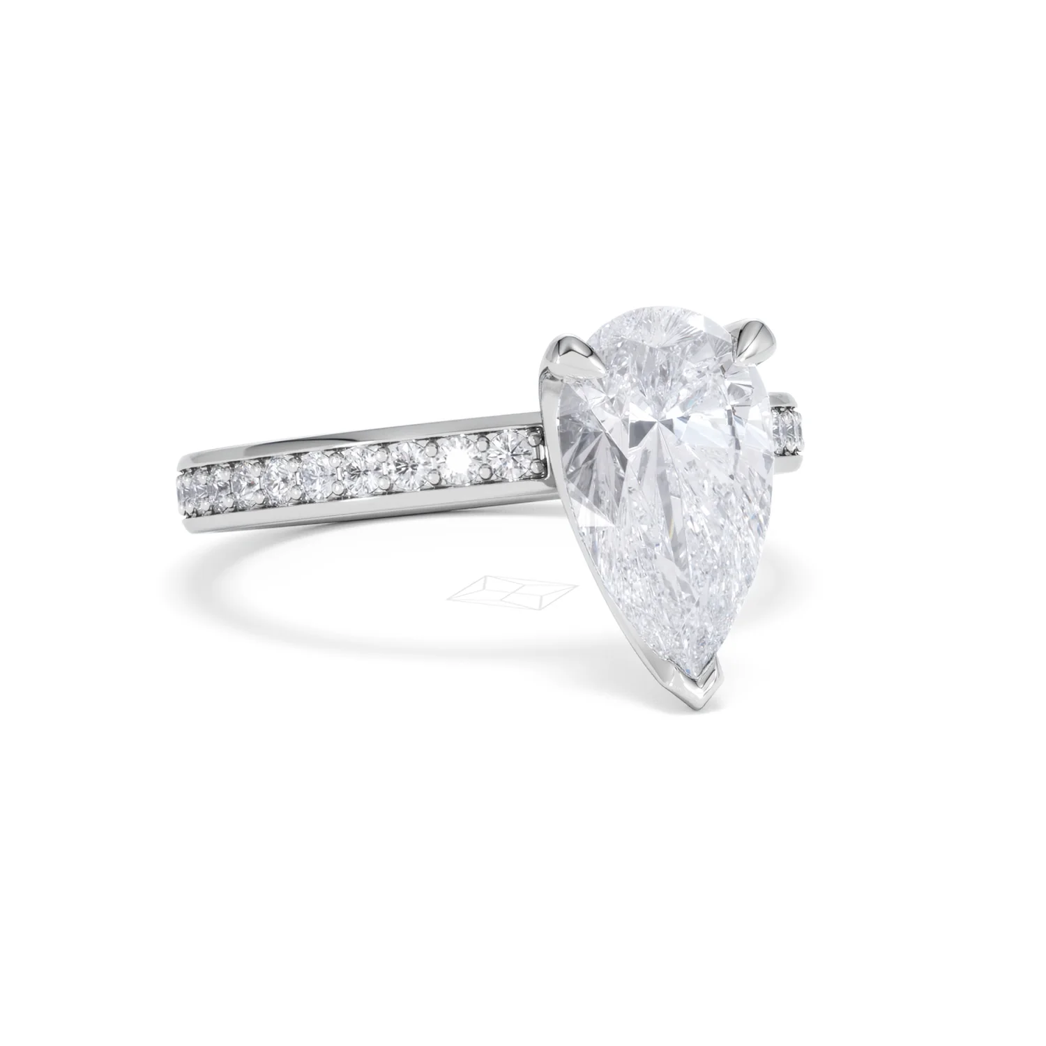Origin 2.25ct Pear Cut Lab Diamond Solitaire Engagement Ring with Side Stones in Platinum - Image 12