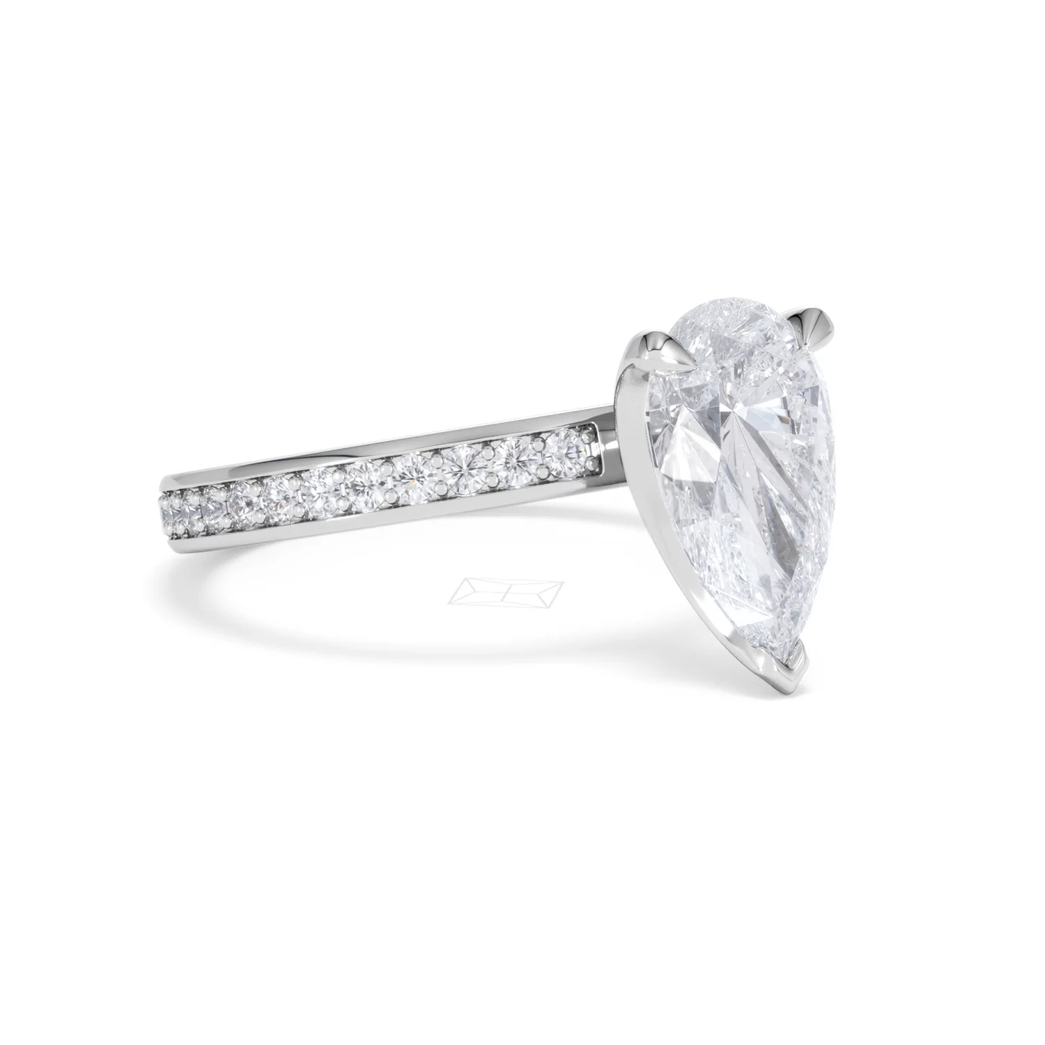 Origin 2.25ct Pear Cut Lab Diamond Solitaire Engagement Ring with Side Stones in Platinum - Image 15