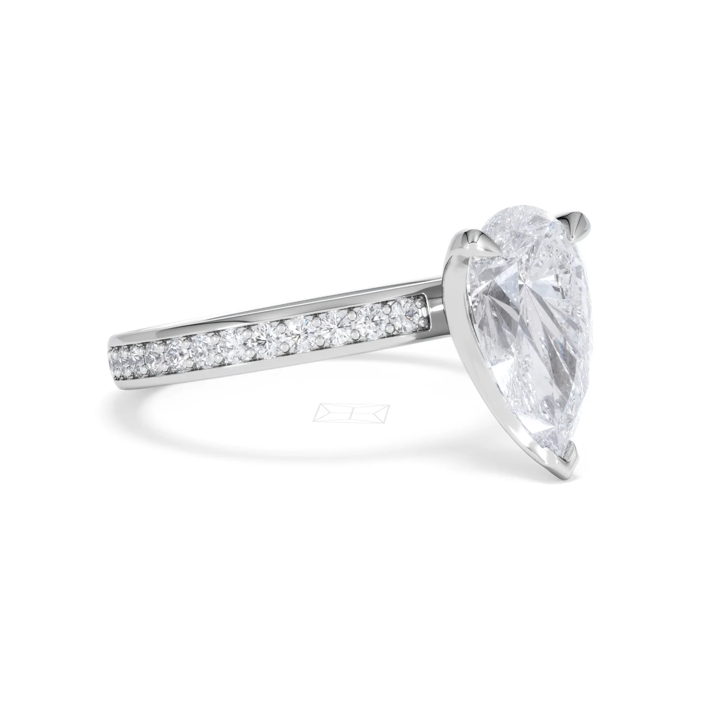 Origin 2.25ct Pear Cut Lab Diamond Solitaire Engagement Ring with Side Stones in Platinum - Image 16