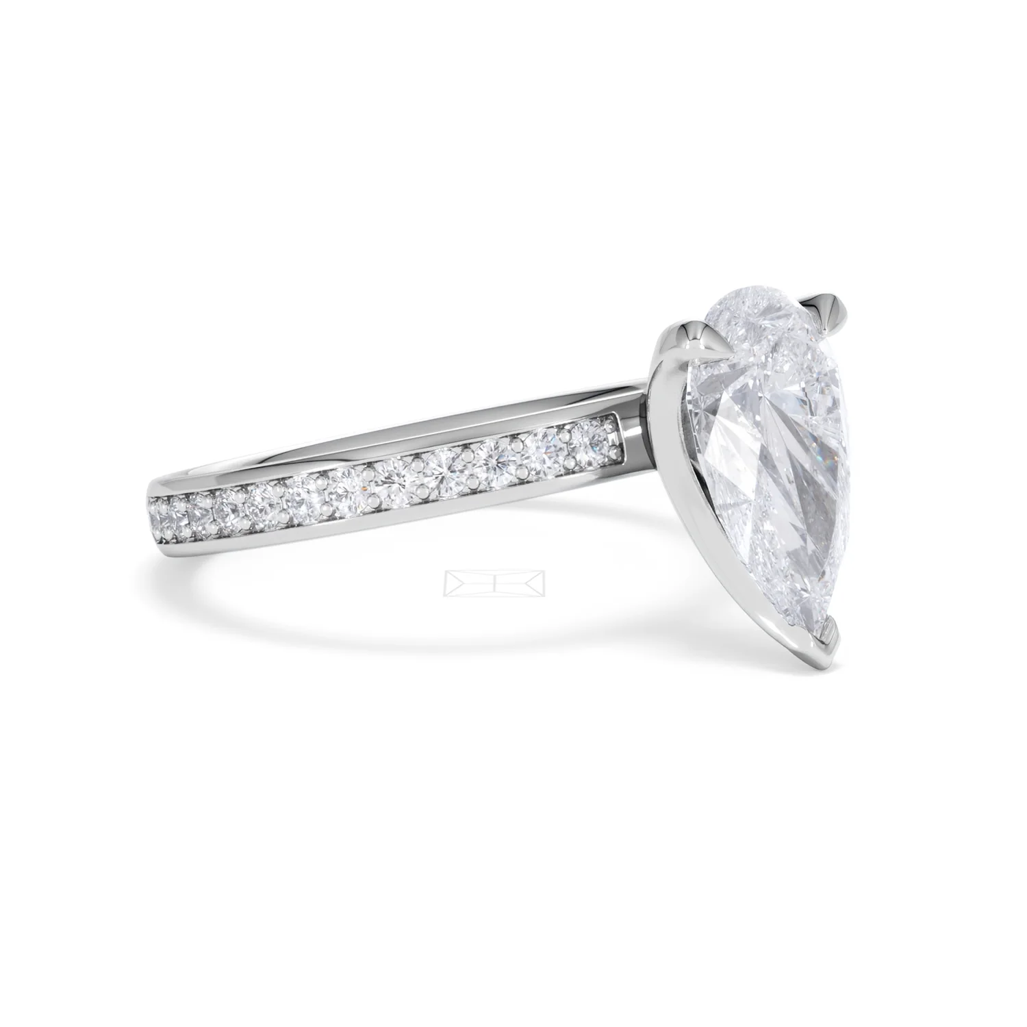 Origin 2.25ct Pear Cut Lab Diamond Solitaire Engagement Ring with Side Stones in Platinum - Image 17
