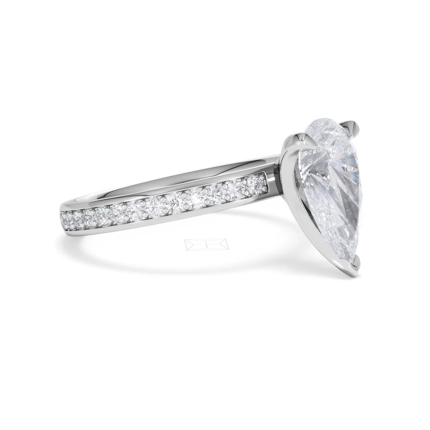 Origin 2.25ct Pear Cut Lab Diamond Solitaire Engagement Ring with Side Stones in Platinum - Image 18
