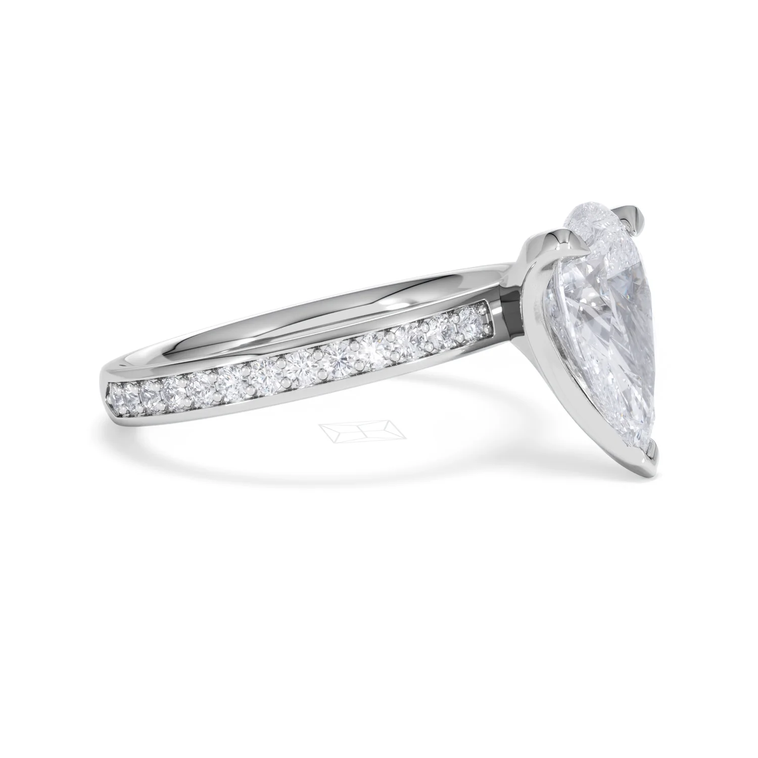 Origin 2.25ct Pear Cut Lab Diamond Solitaire Engagement Ring with Side Stones in Platinum - Image 20