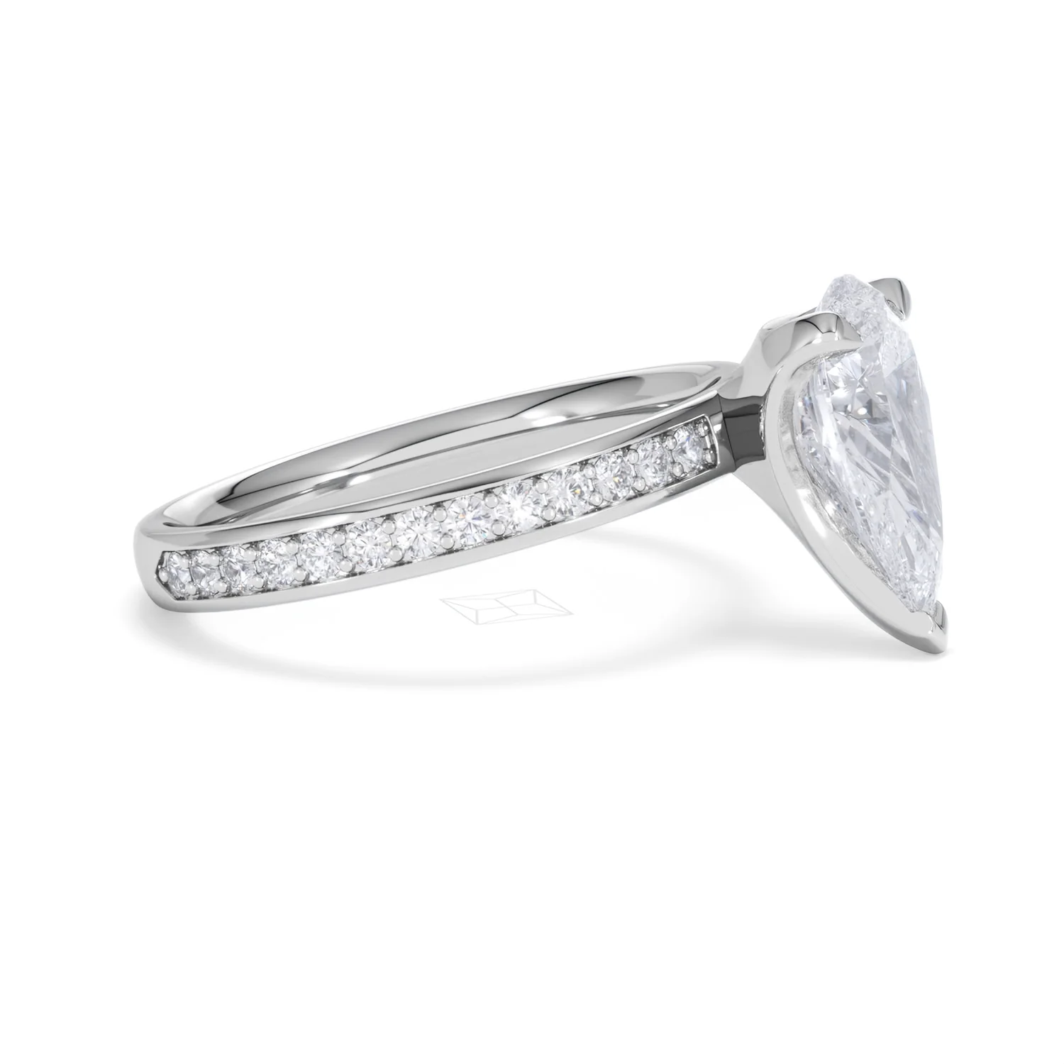 Origin 2.25ct Pear Cut Lab Diamond Solitaire Engagement Ring with Side Stones in Platinum - Image 22