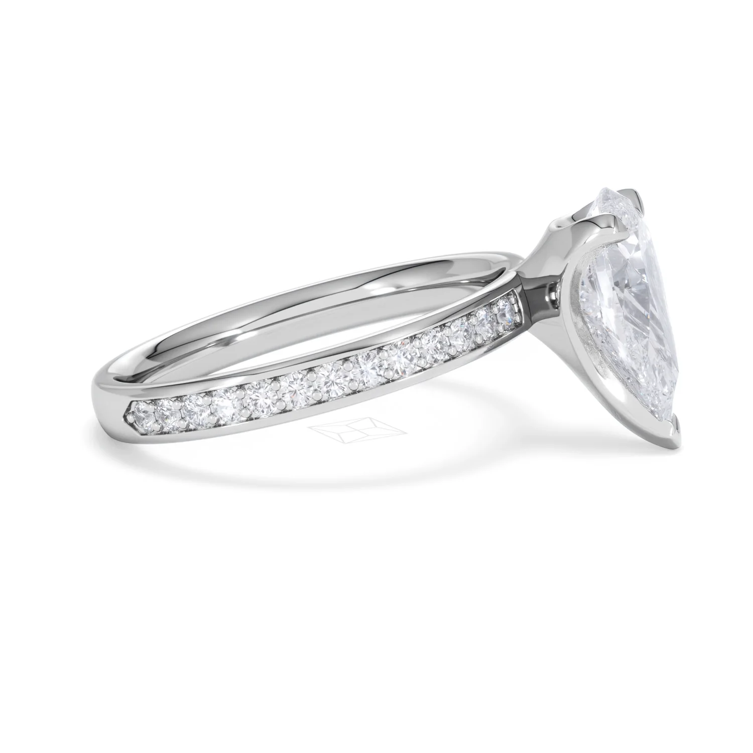 Origin 2.25ct Pear Cut Lab Diamond Solitaire Engagement Ring with Side Stones in Platinum - Image 24