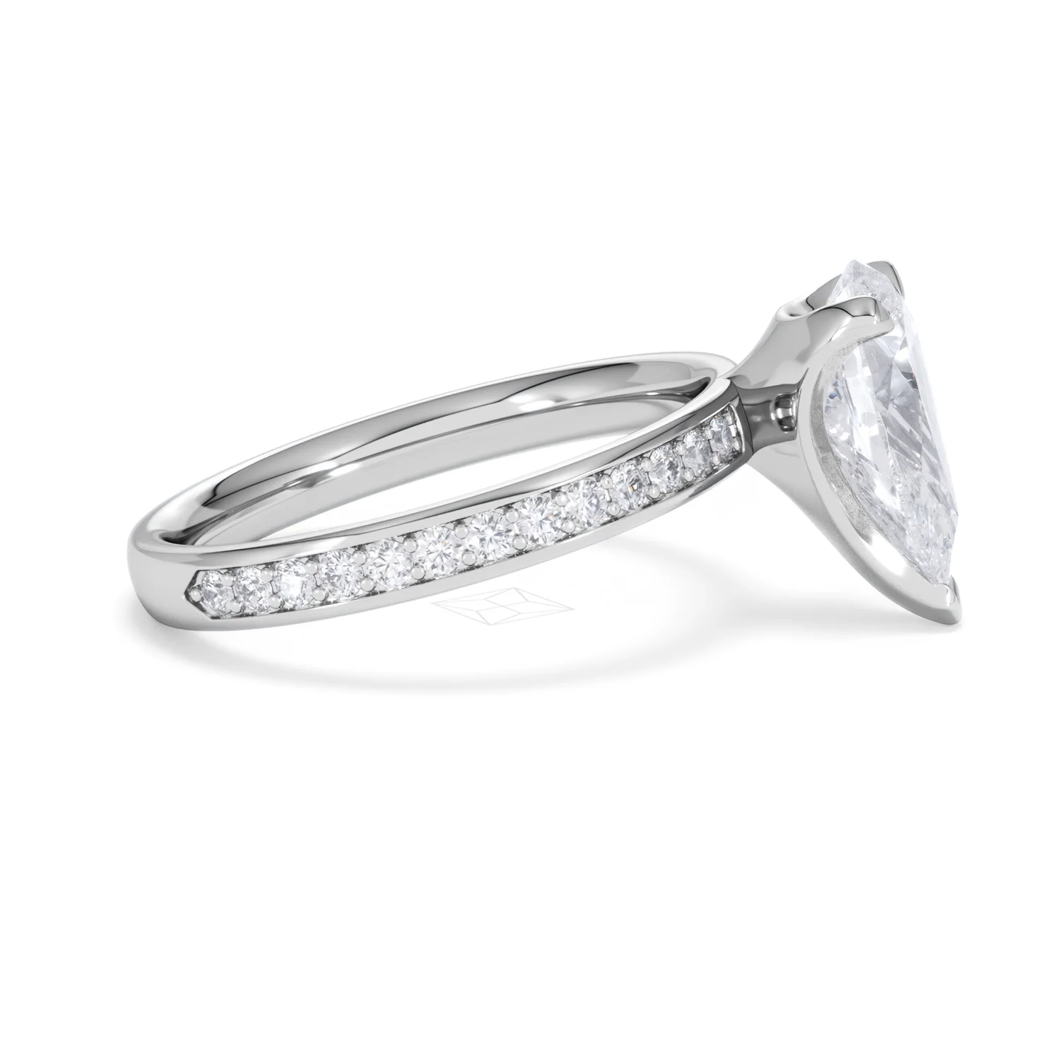 Origin 2.25ct Pear Cut Lab Diamond Solitaire Engagement Ring with Side Stones in Platinum - Image 25