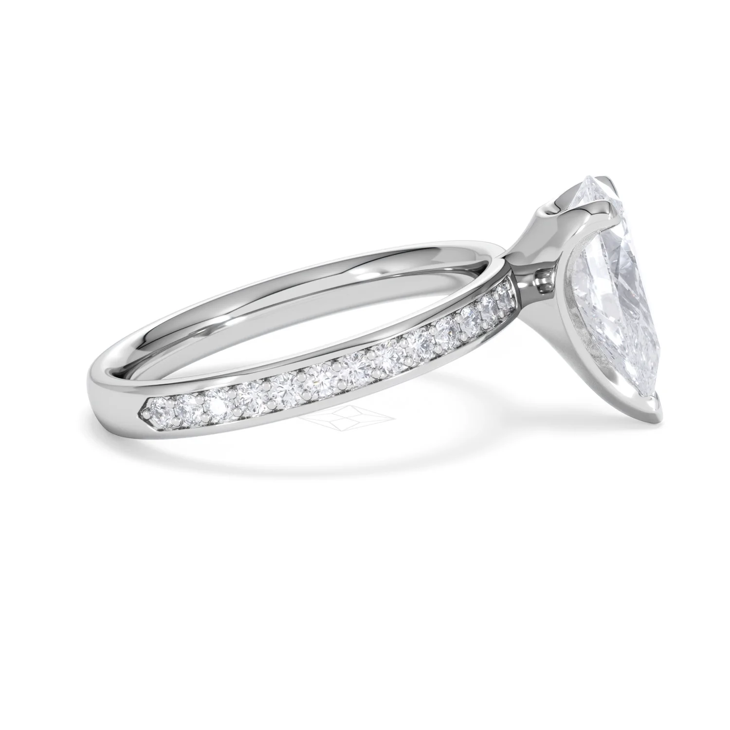 Origin 2.25ct Pear Cut Lab Diamond Solitaire Engagement Ring with Side Stones in Platinum - Image 26