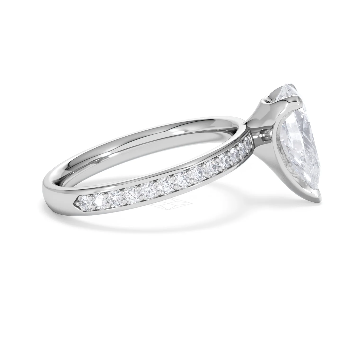 Origin 2.25ct Pear Cut Lab Diamond Solitaire Engagement Ring with Side Stones in Platinum - Image 27