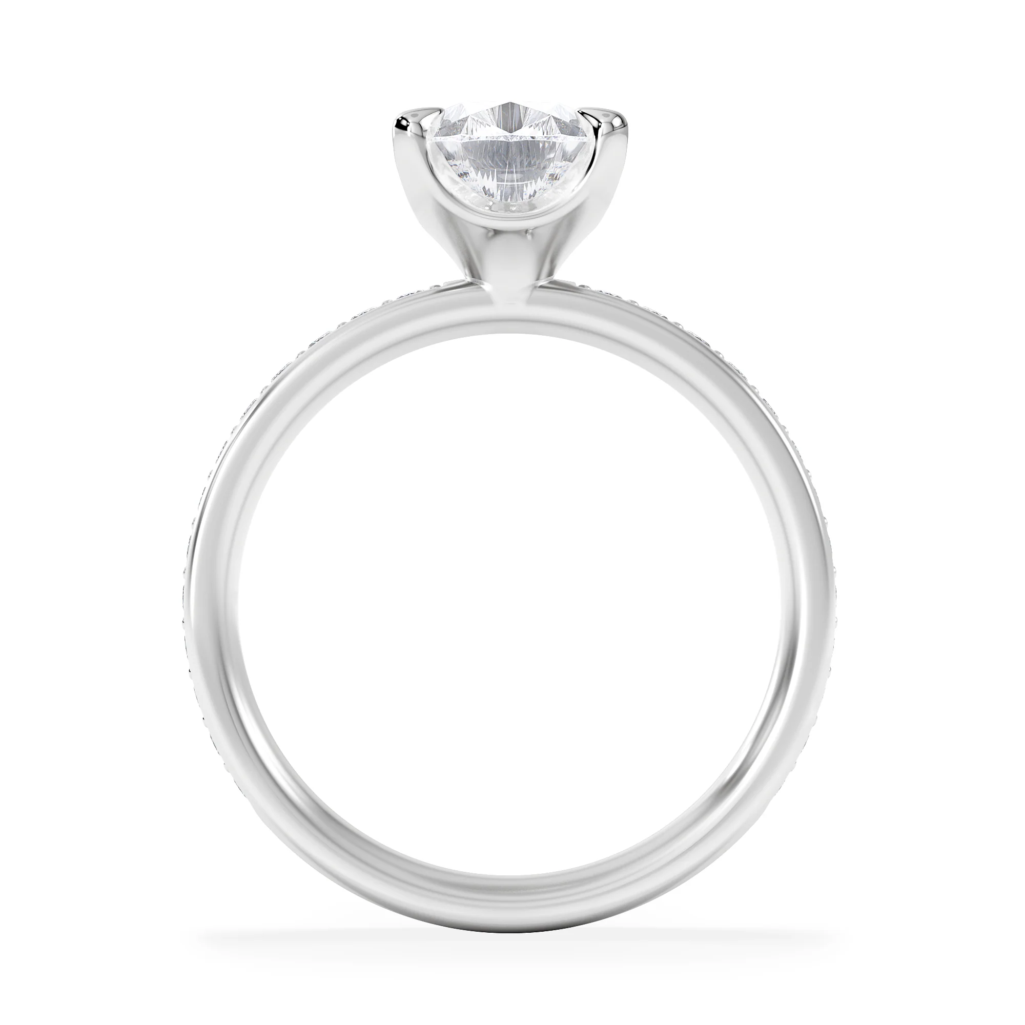 Origin 2.25ct Pear Cut Lab Diamond Solitaire Engagement Ring with Side Stones in Platinum - Image 3
