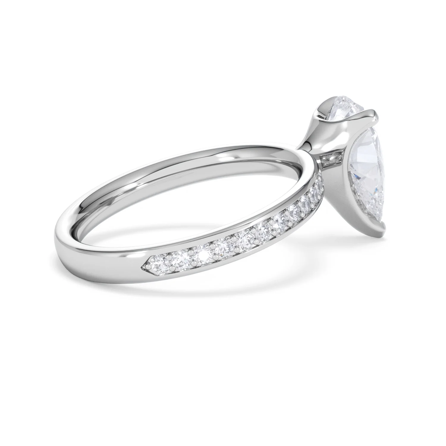 Origin 2.25ct Pear Cut Lab Diamond Solitaire Engagement Ring with Side Stones in Platinum - Image 32