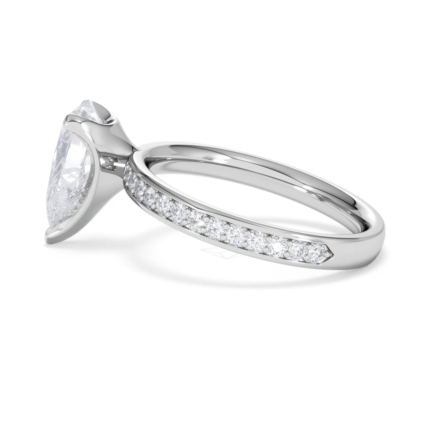 Origin 2.25ct Pear Cut Lab Diamond Solitaire Engagement Ring with Side Stones in Platinum - Image 65