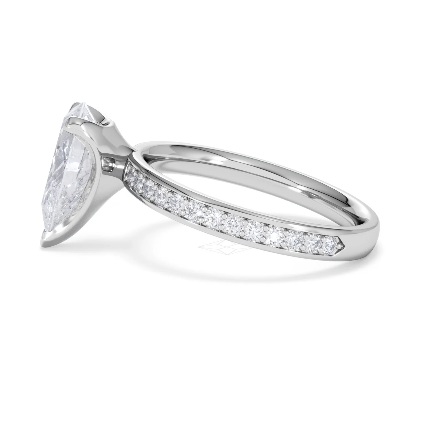 Origin 2.25ct Pear Cut Lab Diamond Solitaire Engagement Ring with Side Stones in Platinum - Image 67