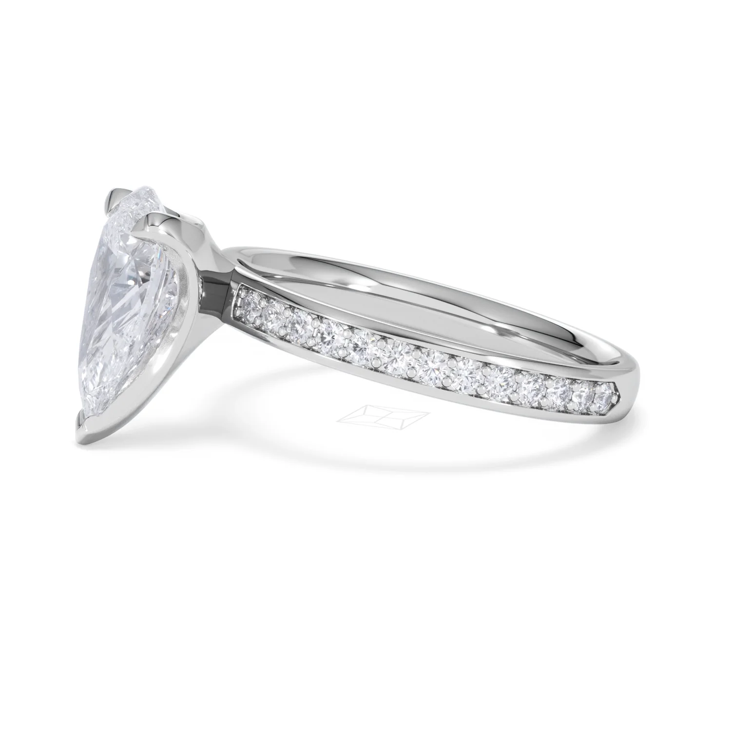 Origin 2.25ct Pear Cut Lab Diamond Solitaire Engagement Ring with Side Stones in Platinum - Image 71