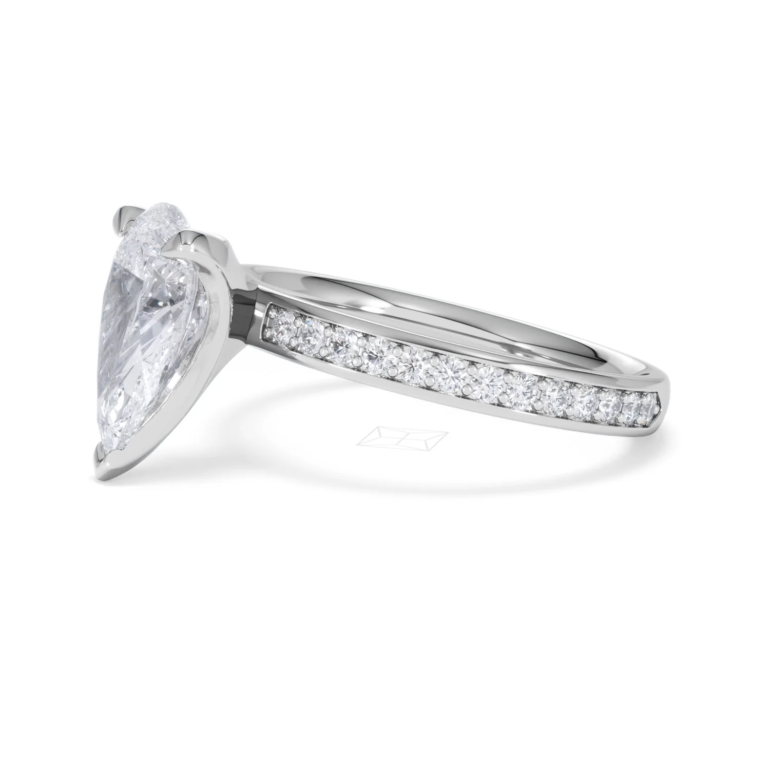 Origin 2.25ct Pear Cut Lab Diamond Solitaire Engagement Ring with Side Stones in Platinum - Image 73
