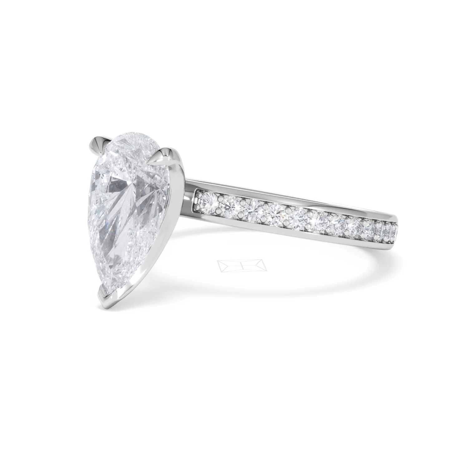 Origin 2.25ct Pear Cut Lab Diamond Solitaire Engagement Ring with Side Stones in Platinum - Image 78