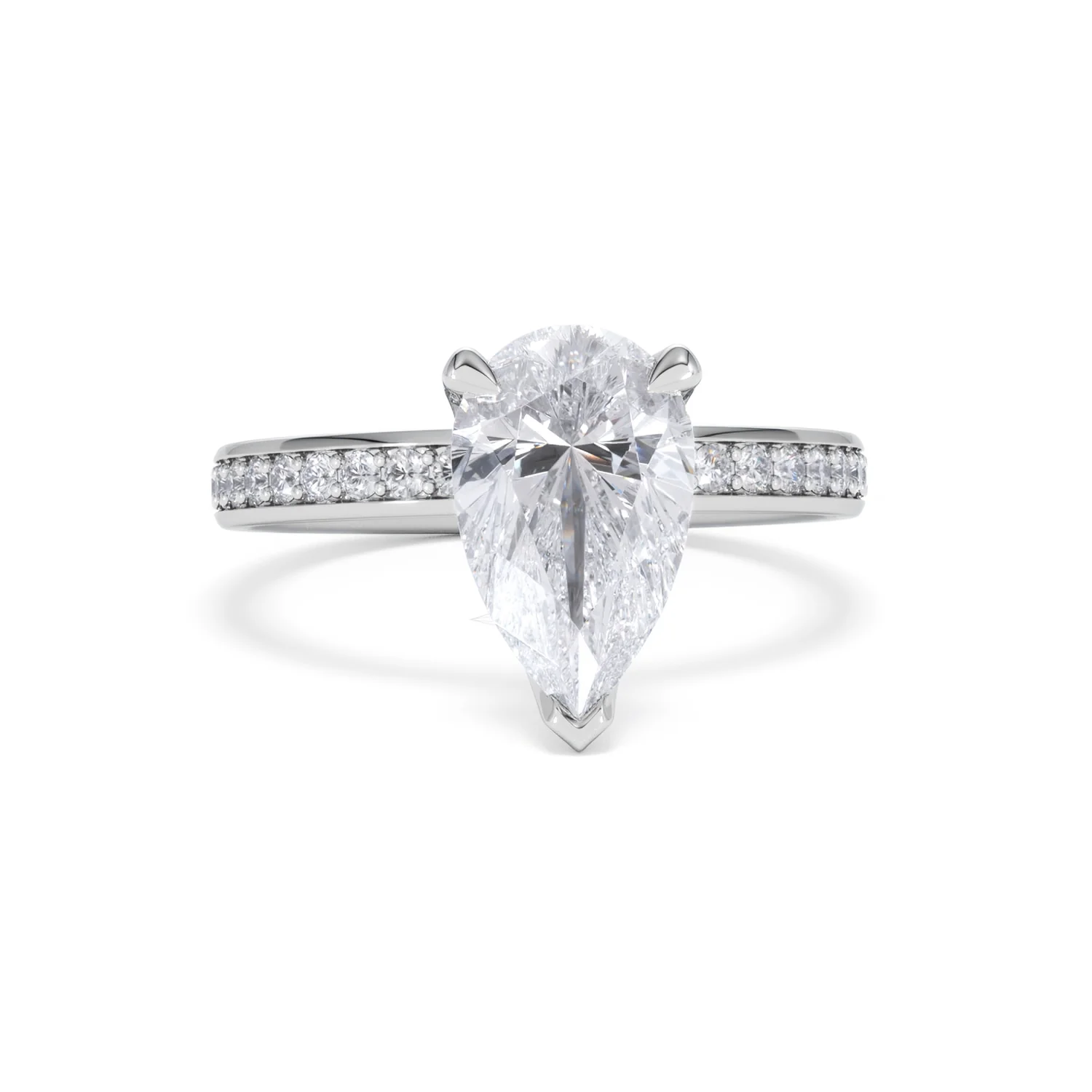 Origin 2.25ct Pear Cut Lab Diamond Solitaire Engagement Ring with Side Stones in Platinum - Image 8