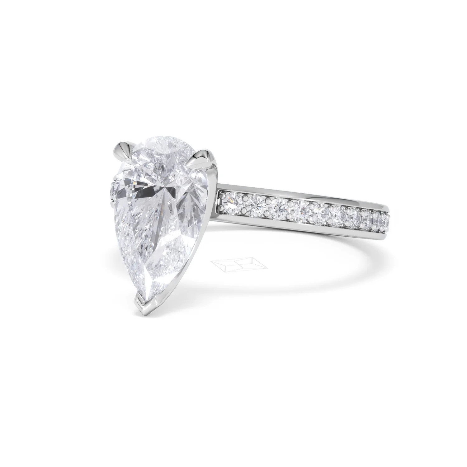 Origin 2.25ct Pear Cut Lab Diamond Solitaire Engagement Ring with Side Stones in Platinum - Image 81