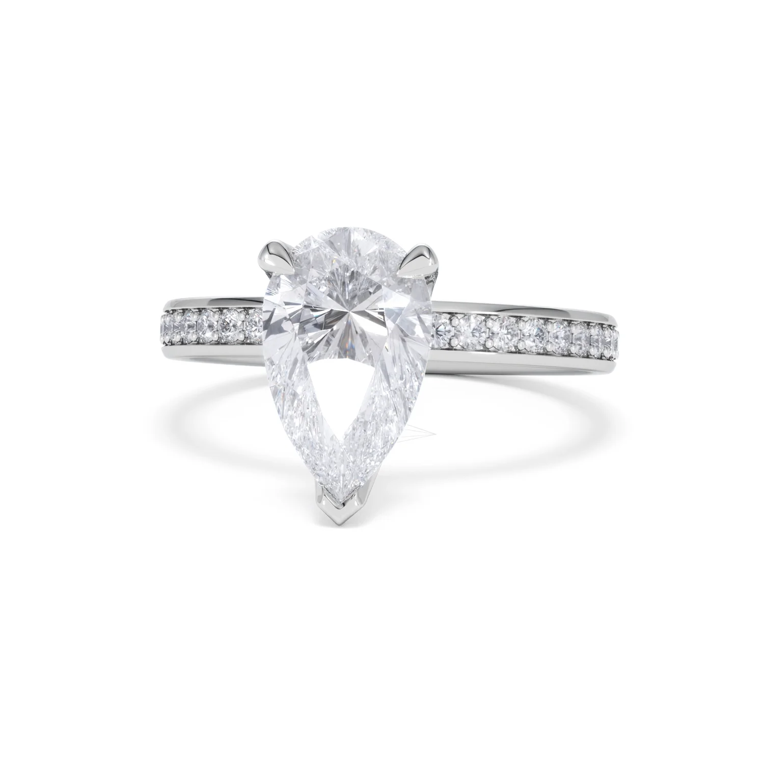 Origin 2.25ct Pear Cut Lab Diamond Solitaire Engagement Ring with Side Stones in Platinum - Image 85