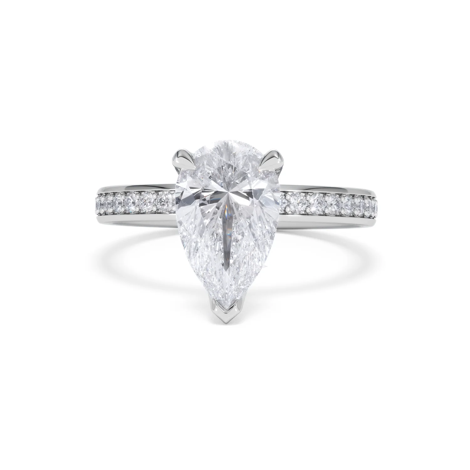 Origin 2.25ct Pear Cut Lab Diamond Solitaire Engagement Ring with Side Stones in Platinum - Image 86
