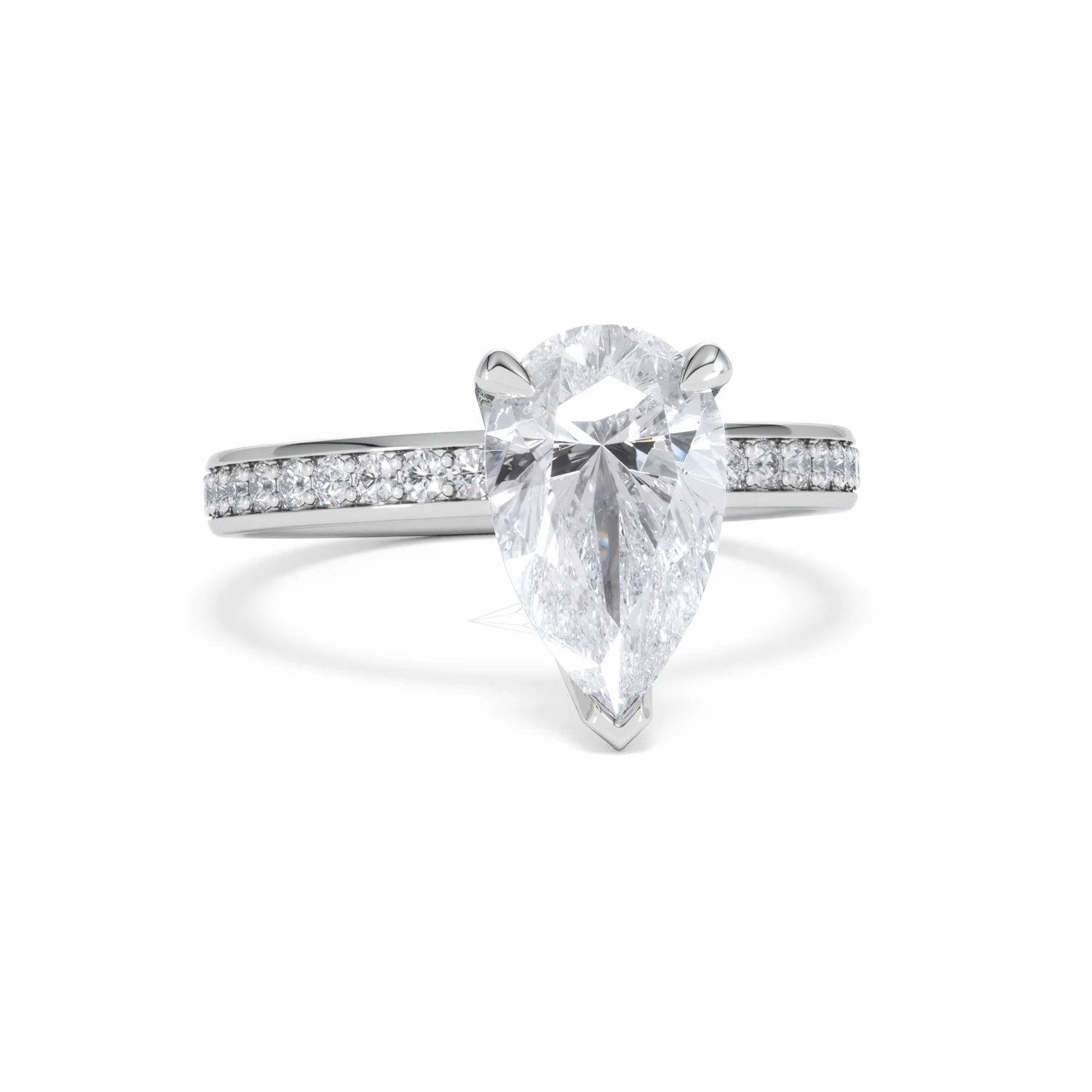 Origin 2.25ct Pear Cut Lab Diamond Solitaire Engagement Ring with Side Stones in Platinum - Image 9