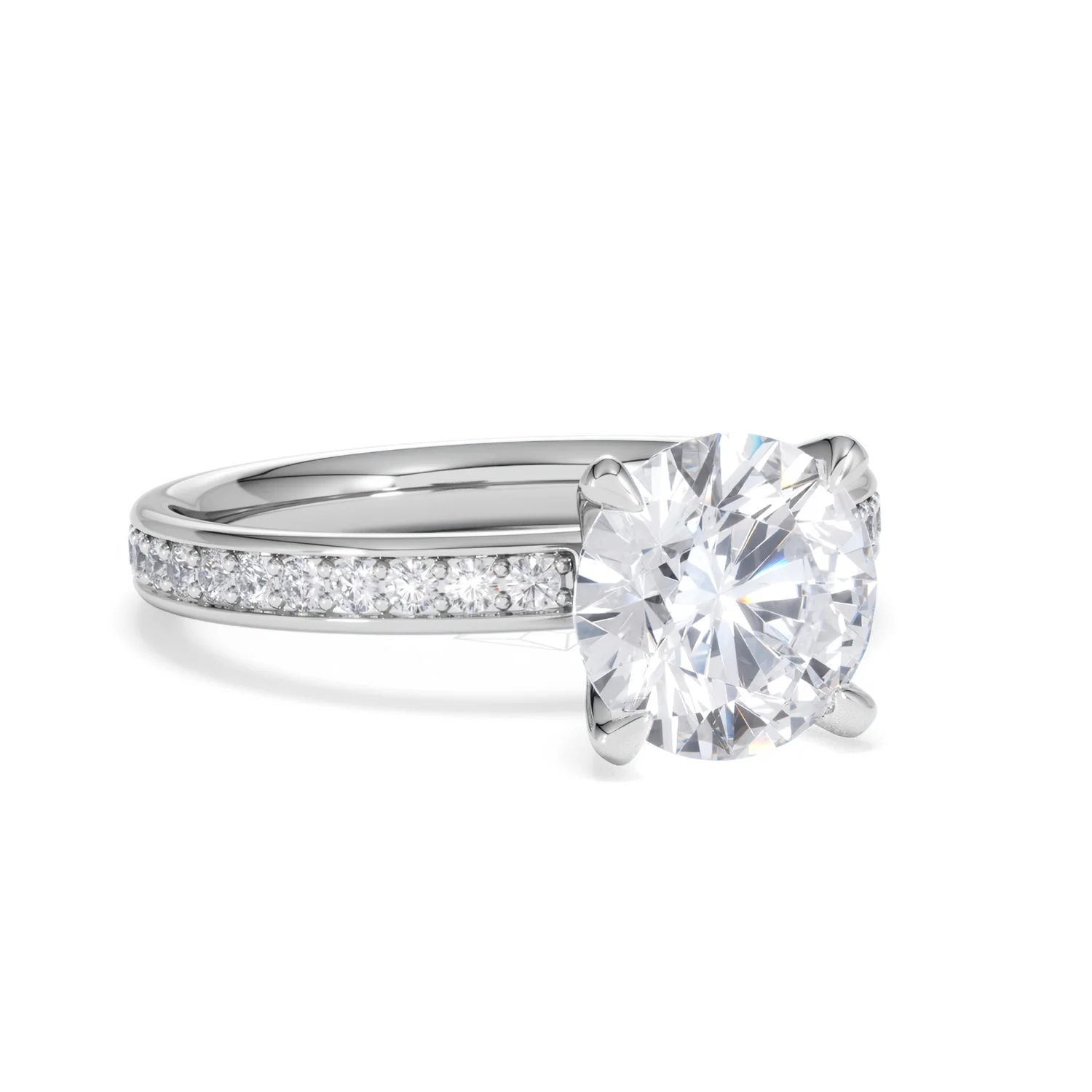 Origin 2.25ct Round Cut Lab Diamond Solitaire Engagement Ring with Side Stones in 18K White Gold - Image 12